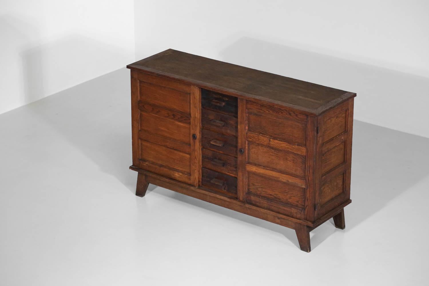 Sideboard Buffet René Gabriel 50's Solid Oak Modernist Reconstruction, G597 7