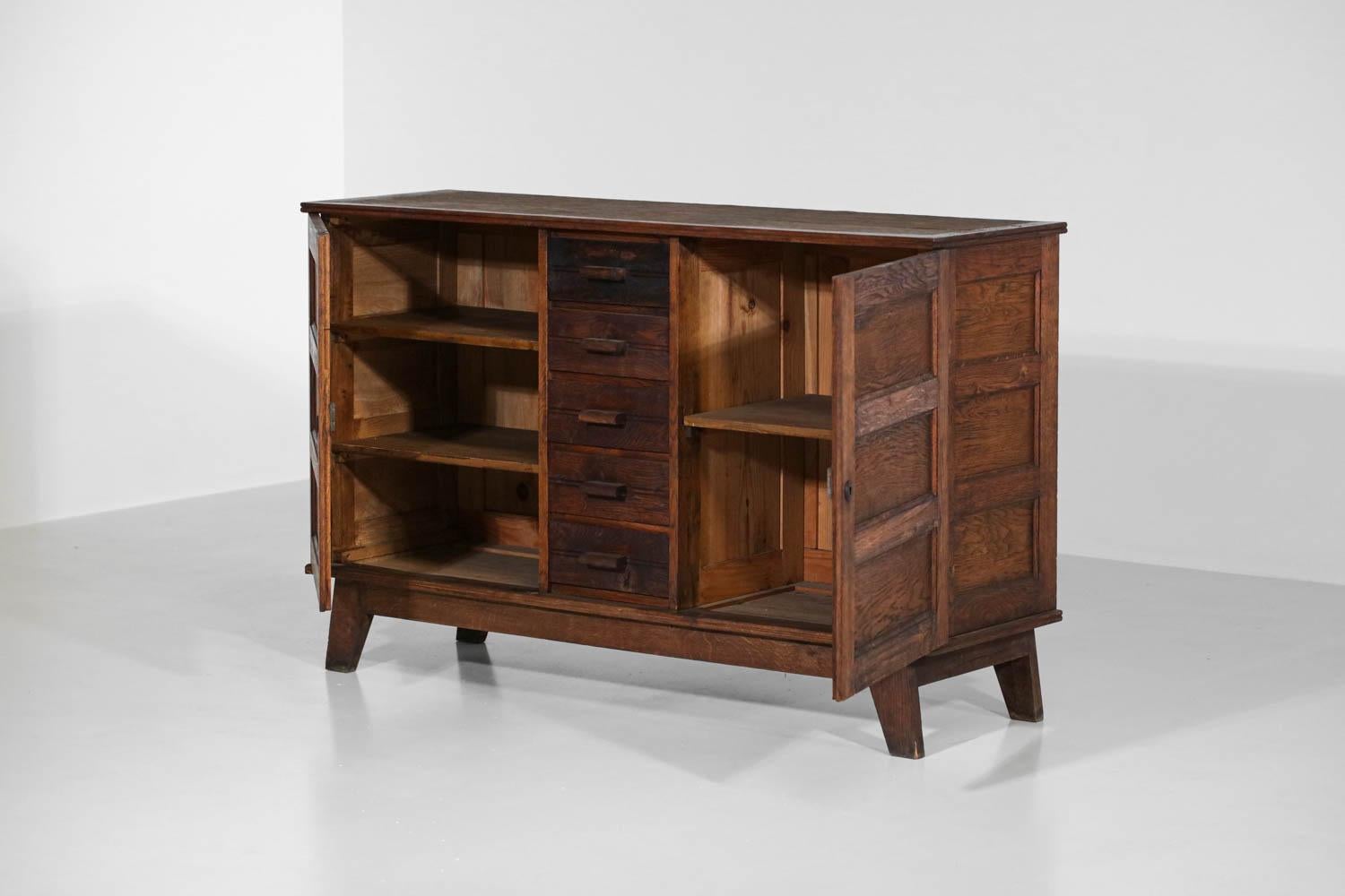 Sideboard Buffet René Gabriel 50's Solid Oak Modernist Reconstruction, G597 9