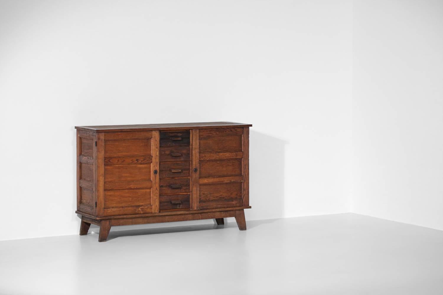 Sideboard Buffet René Gabriel 50's Solid Oak Modernist Reconstruction, G597 1
