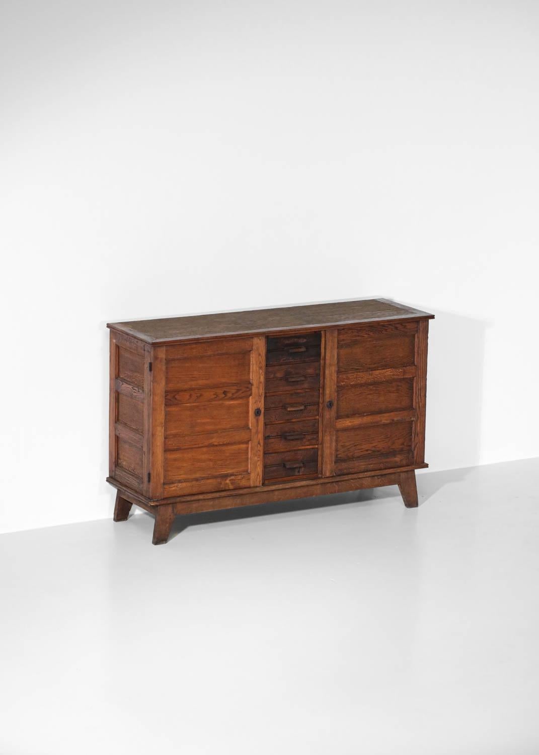 Sideboard Buffet René Gabriel 50's Solid Oak Modernist Reconstruction, G597 2