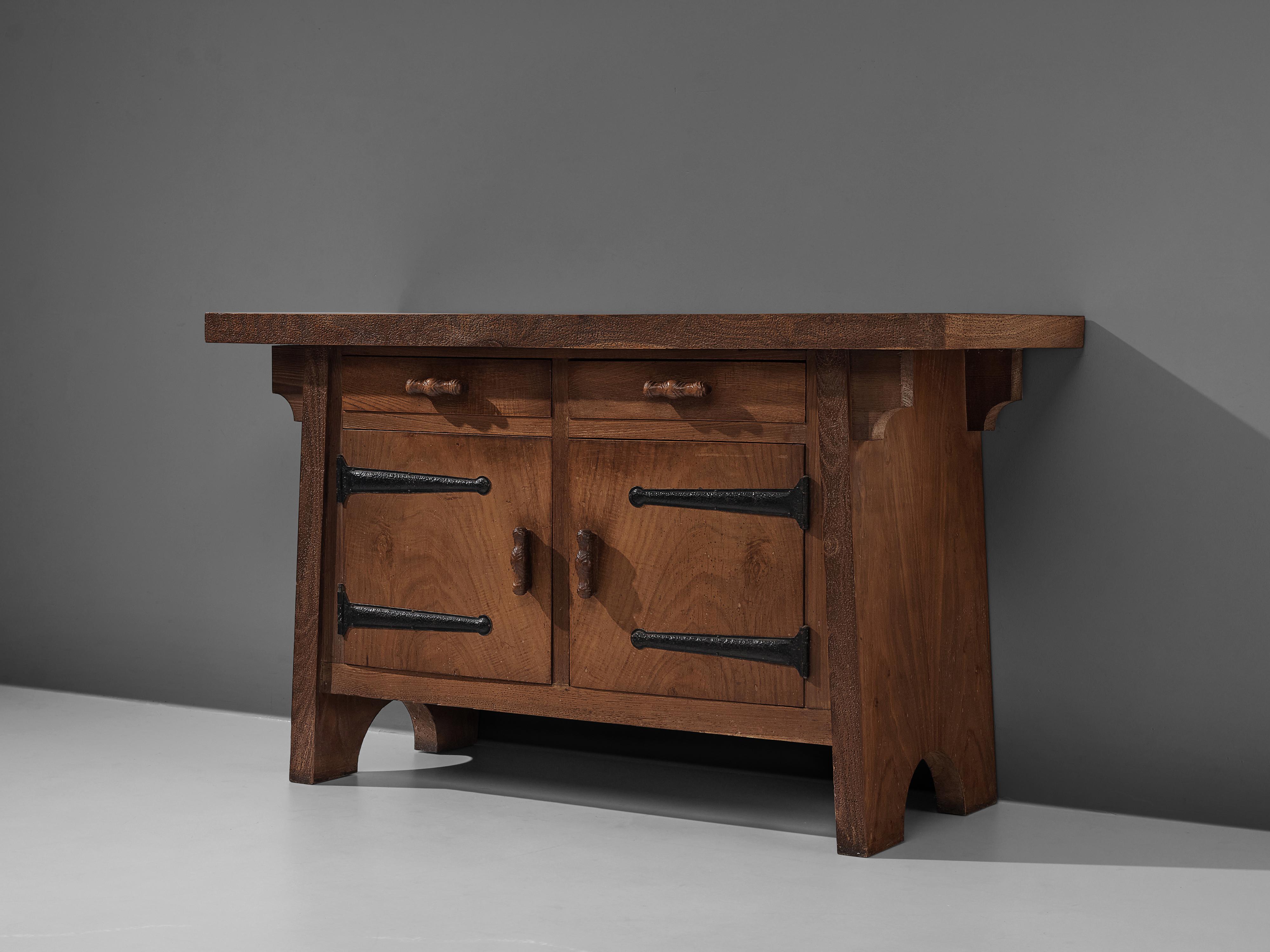 Italian Sideboard by Ernesto Valabrega in Stained Oak