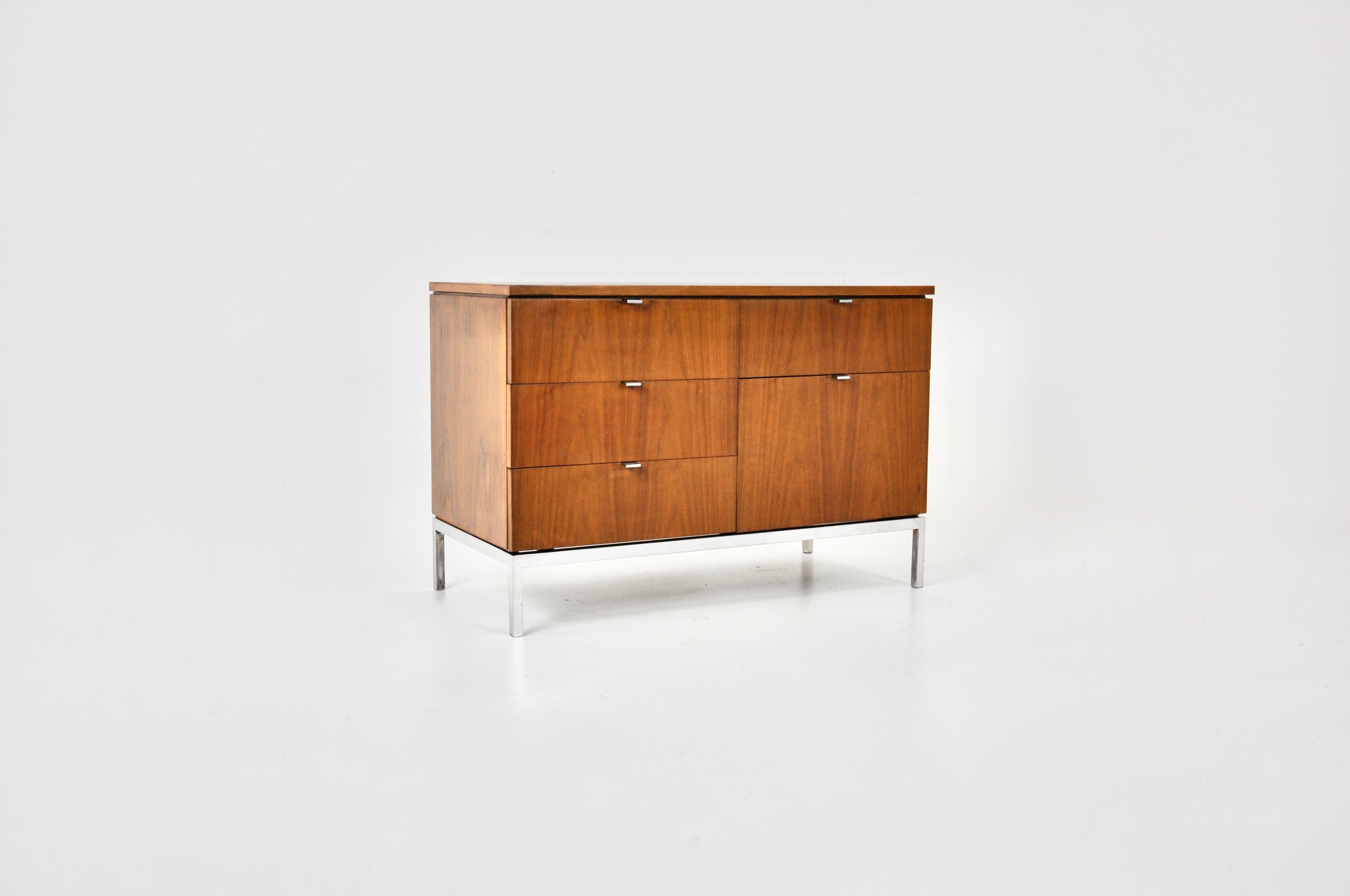 Wooden sideboard with 5 drawers and metal legs. Wear due to time and age.
 
