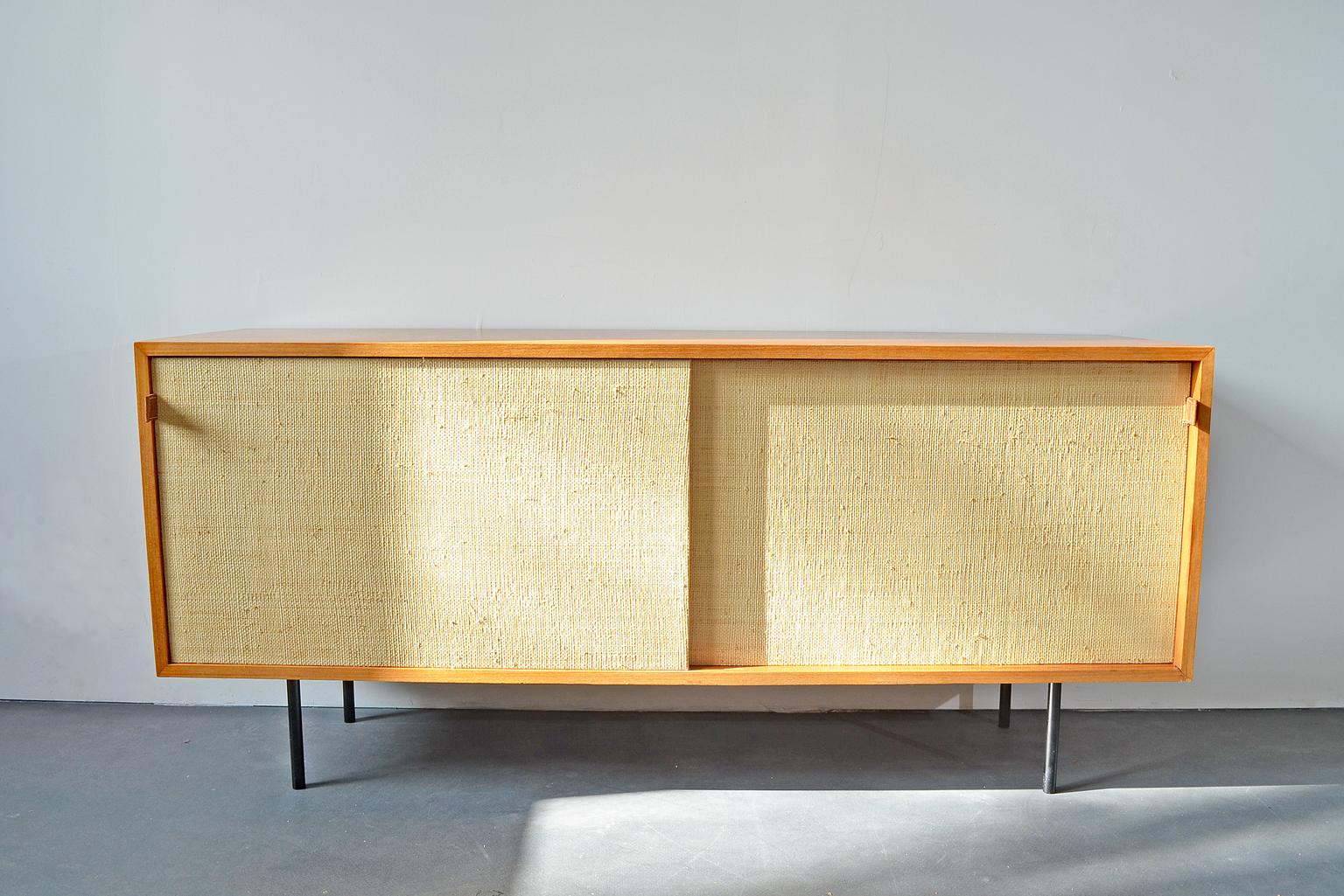 Sideboard by Florence Knoll for Knoll International 1960s, Teak and Seagrass For Sale 1