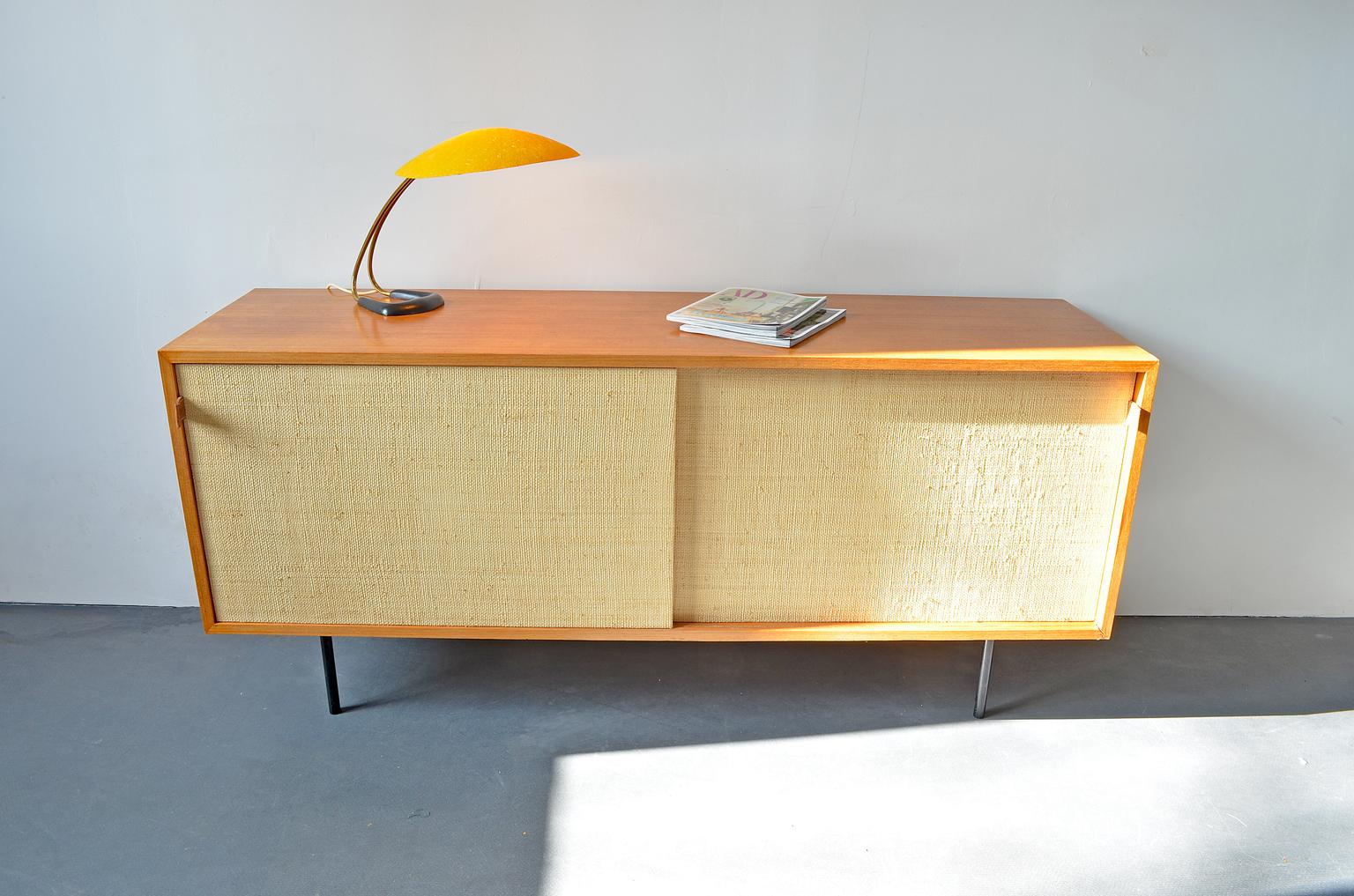 Sideboard by Florence Knoll for Knoll International 1960s, teak and seagrass.