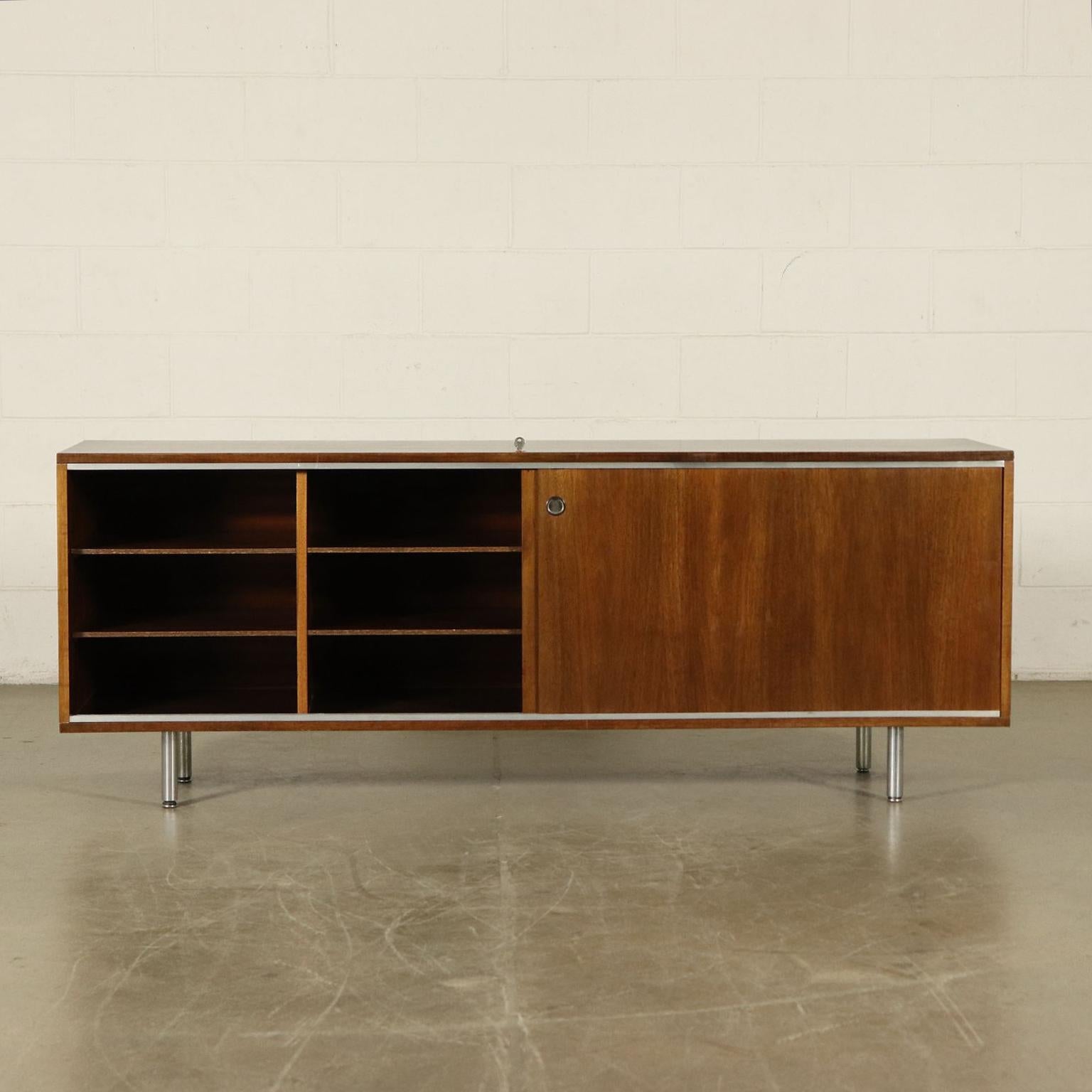 Sideboard by George Nelson Walnut Veneer Vintage Italy, 1960s-1970s In Good Condition In Milano, IT