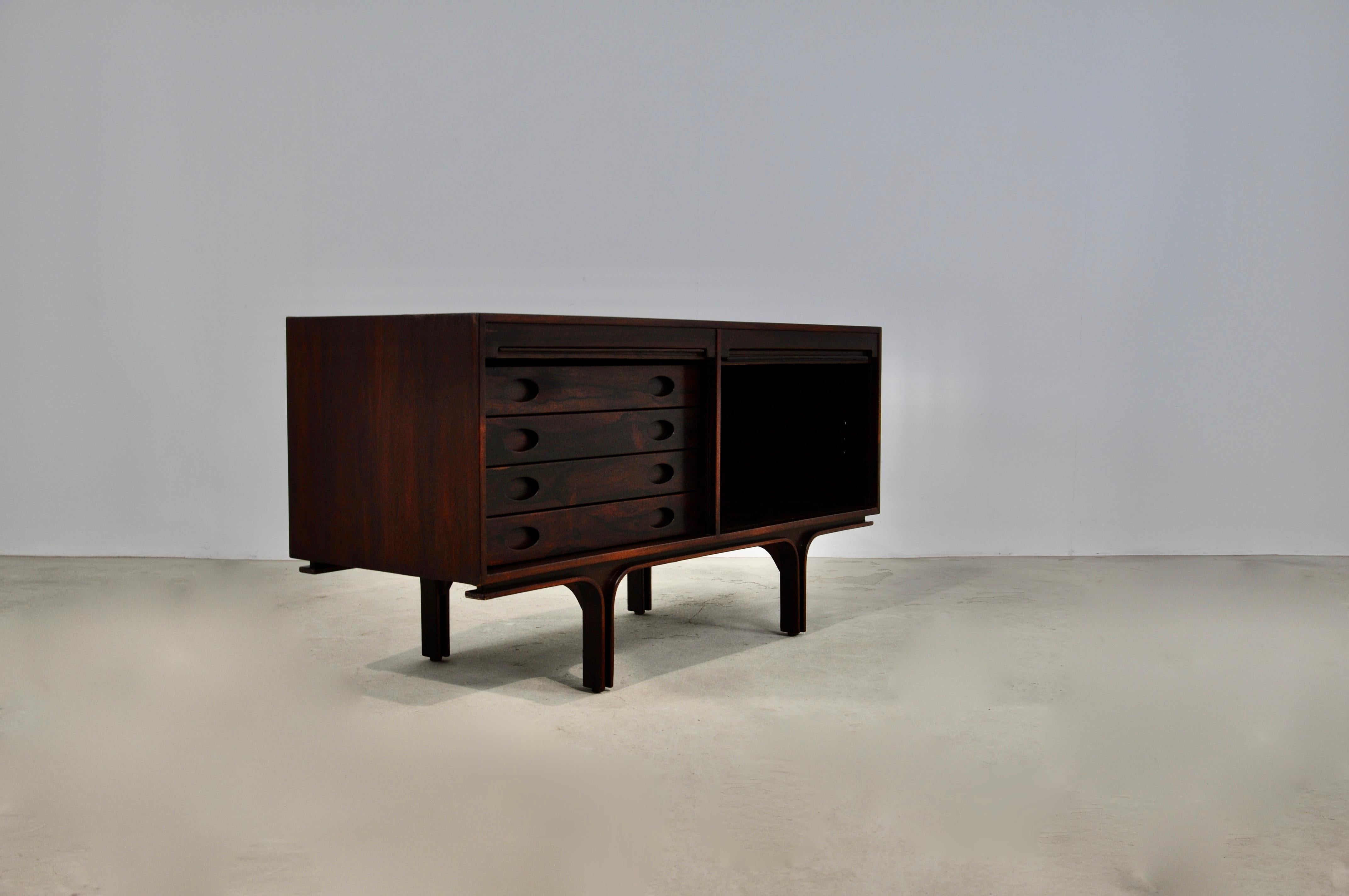 Wooden sideboard composed of two doors and 4 drawers. Wear due to time and age of the sideboard.