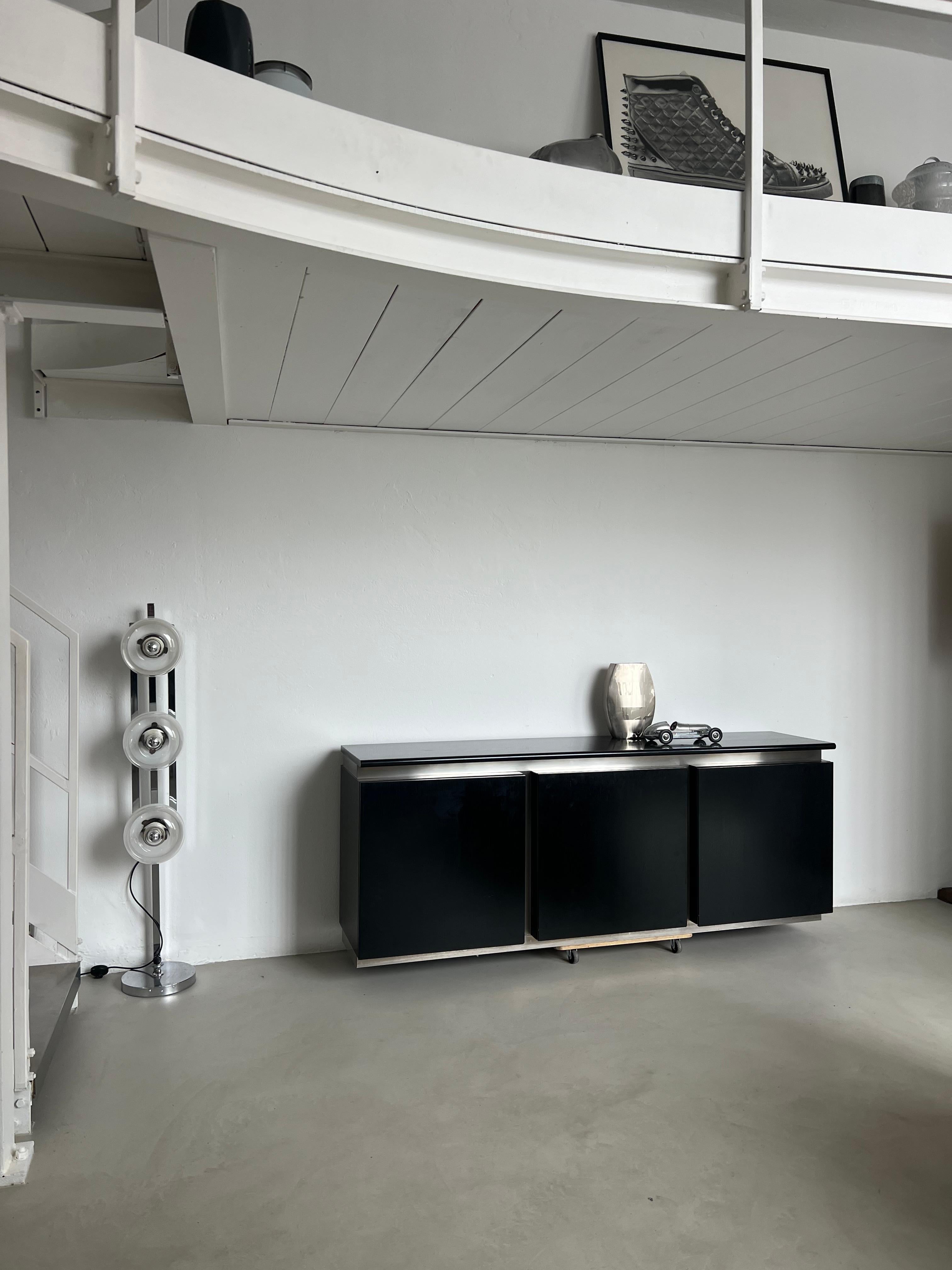 Mid-Century Modern Sideboard - Italian Collectible Design - Dark Wood bar Cabinet

Italian modern Sideboard Parioli by Giotto Stoppino and Marco Acerbis for Acerbis, 1980s Sideboard mod. Parioli composed of 3 modules with solid wood structure with