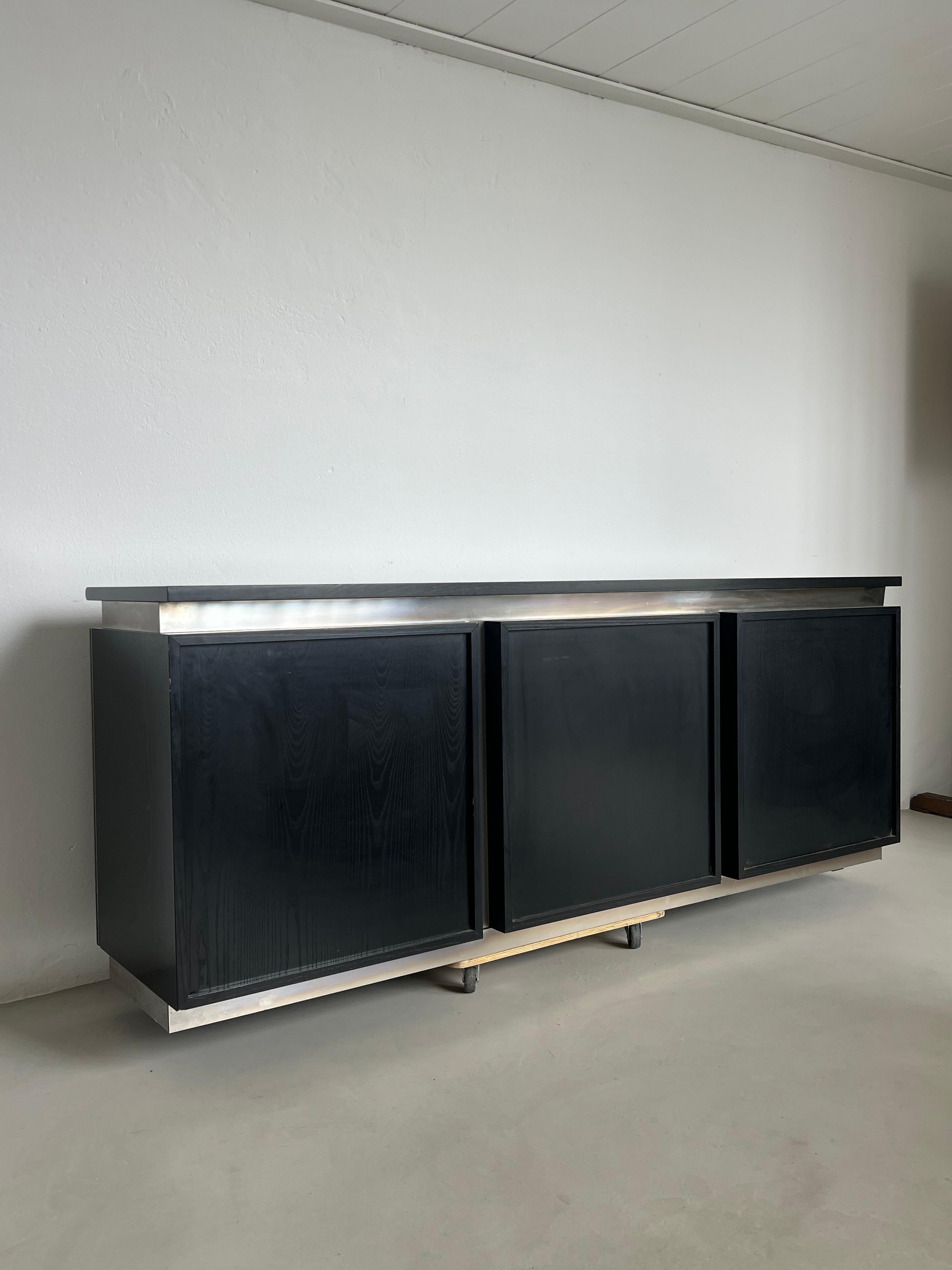 Stainless Steel Amazing Sideboard / Bar Cabinet by Giotto Stoppino for Acerbis 1970's For Sale