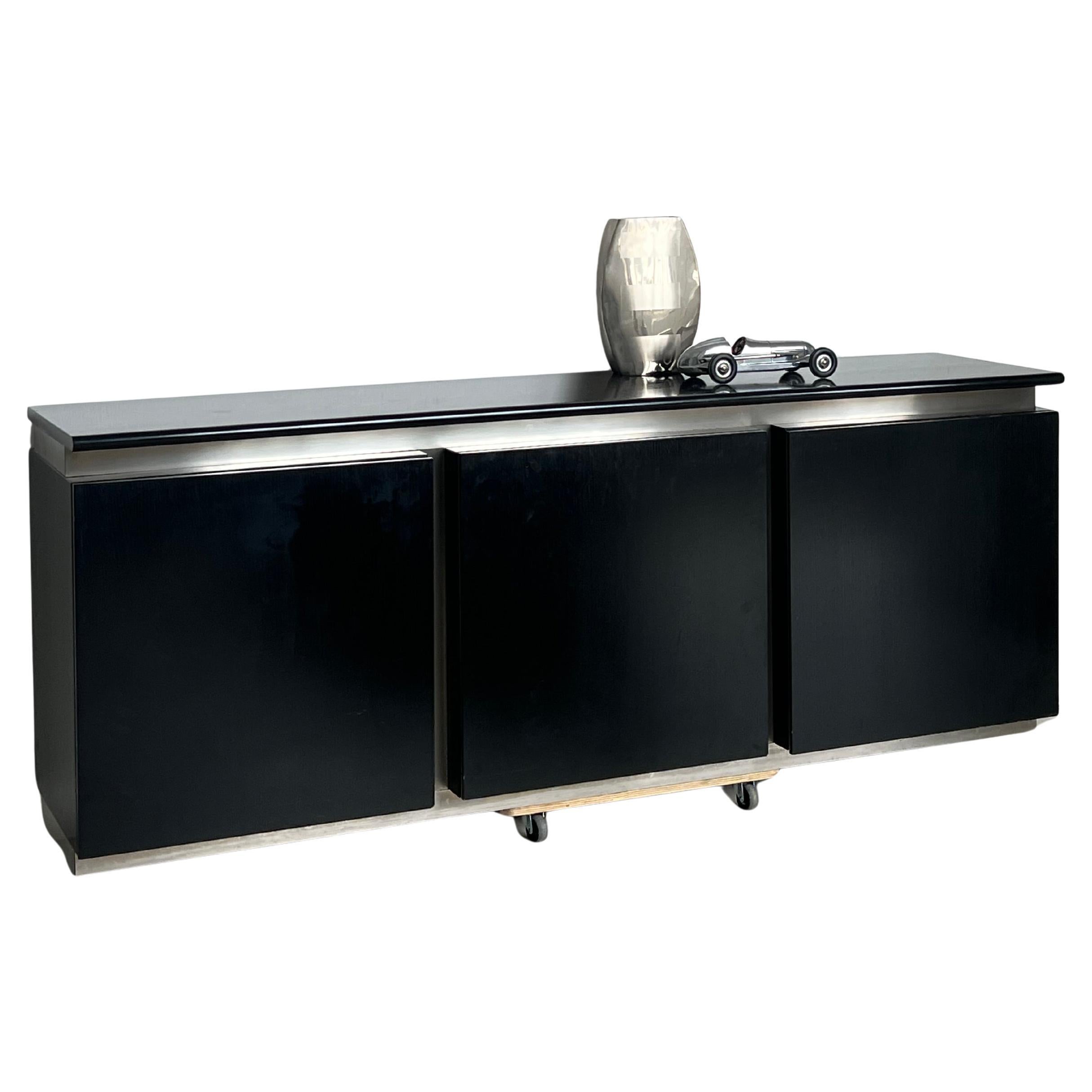 Aparador de Giotto Stoppino Acerbis, madera negra y metal para bebidas/bar y almacenaje