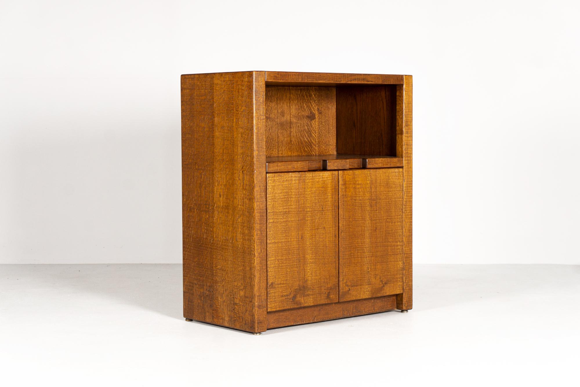 Sideboard by Giuseppe Rivadossi, solid oak, surface hand-chiseled