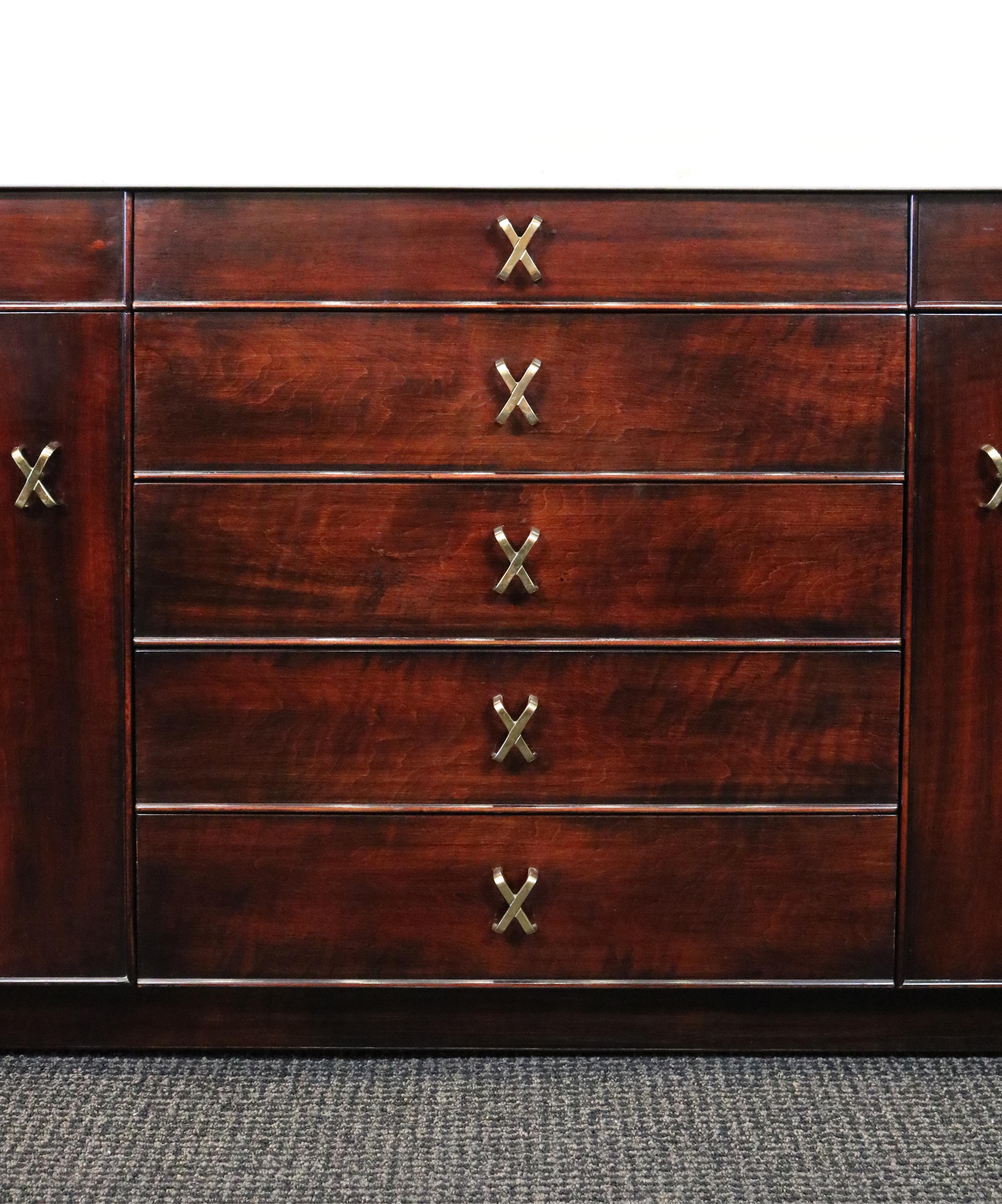 Sideboard by Paul Frankl for Johnson Furniture Co. in Mahogany and Cork In Good Condition In Littleton, CO