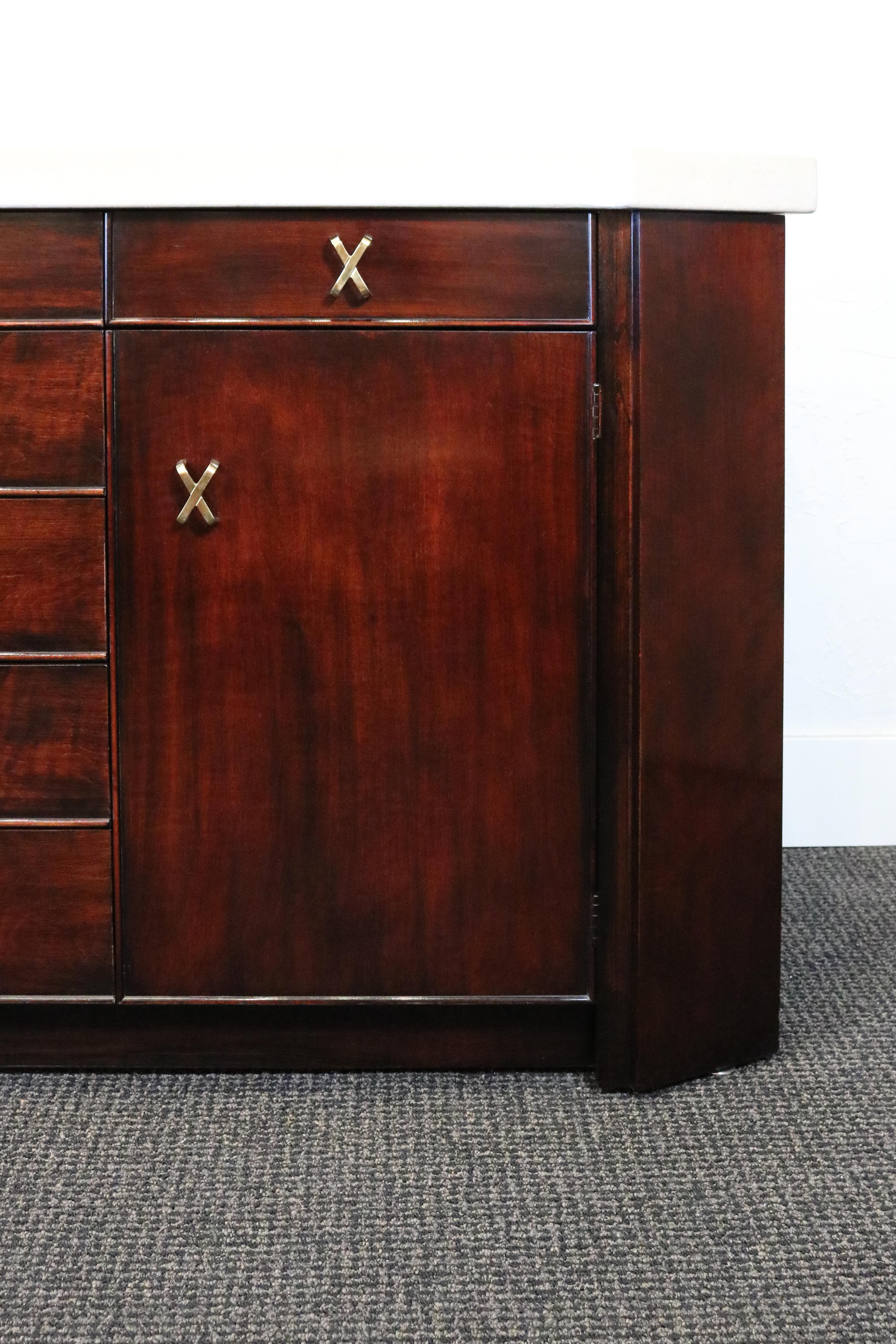 Mid-20th Century Sideboard by Paul Frankl for Johnson Furniture Co. in Mahogany and Cork