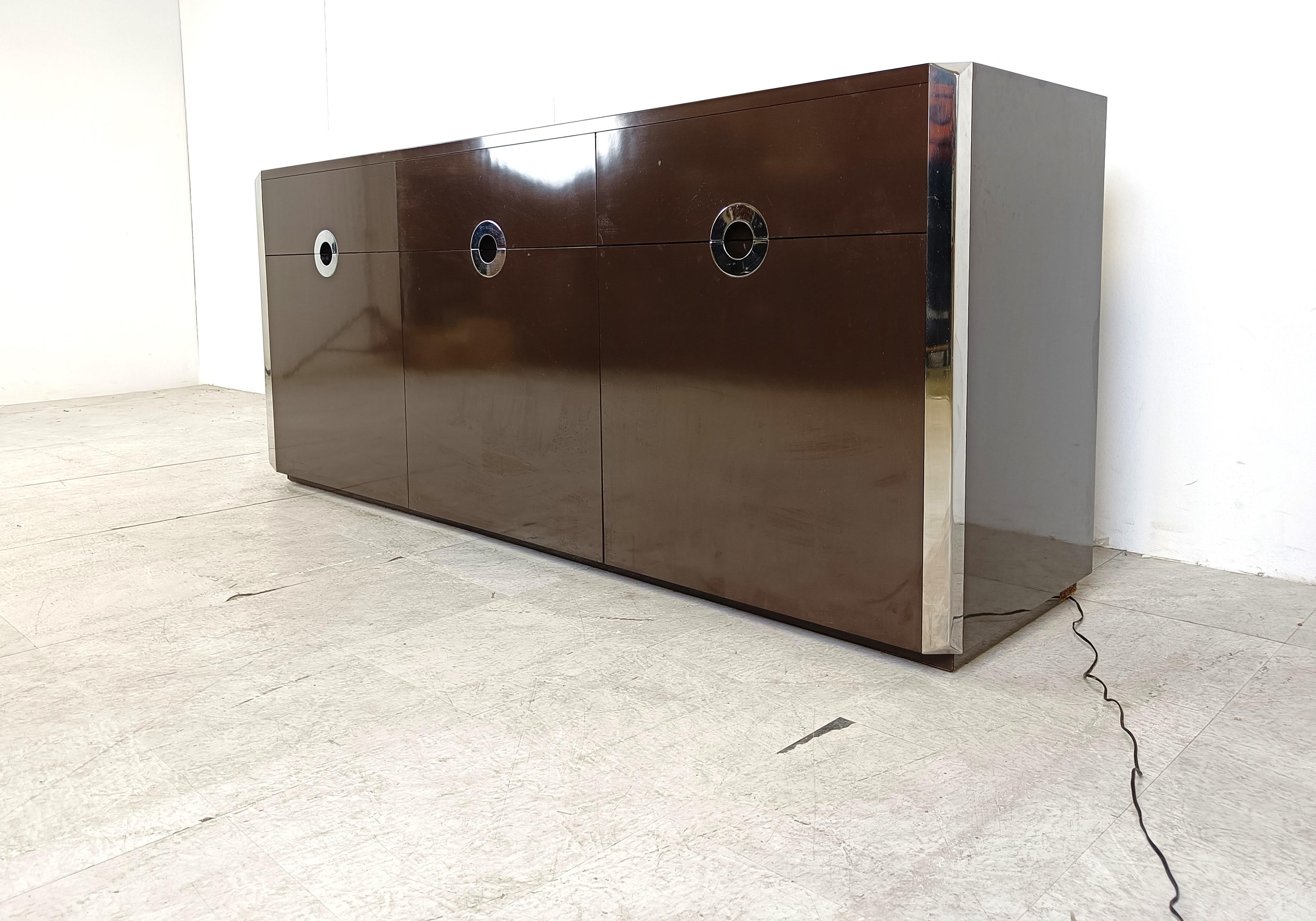 Chrome Sideboard by Willy Rizzo for Mario Sabot, 1970s For Sale