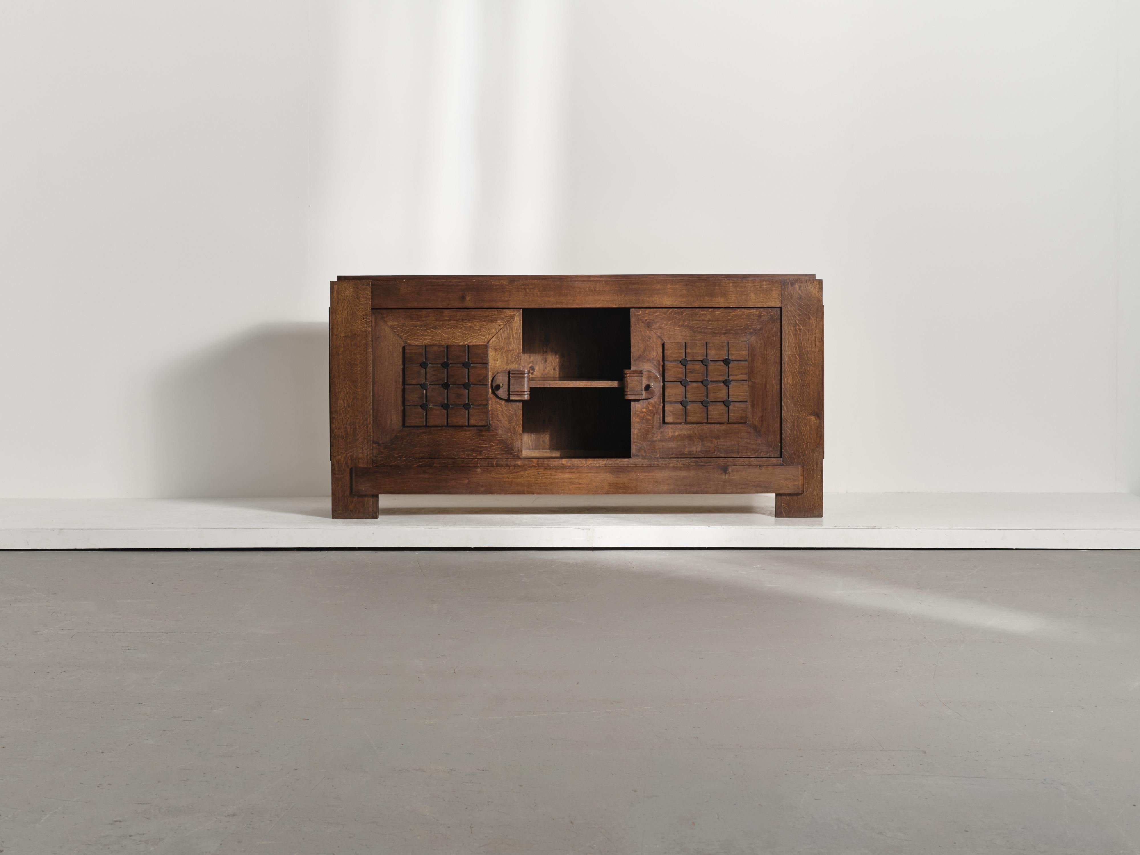 Wood Sideboard / Cabinet Attributed to Charles Dudouyt, France, 1940s For Sale