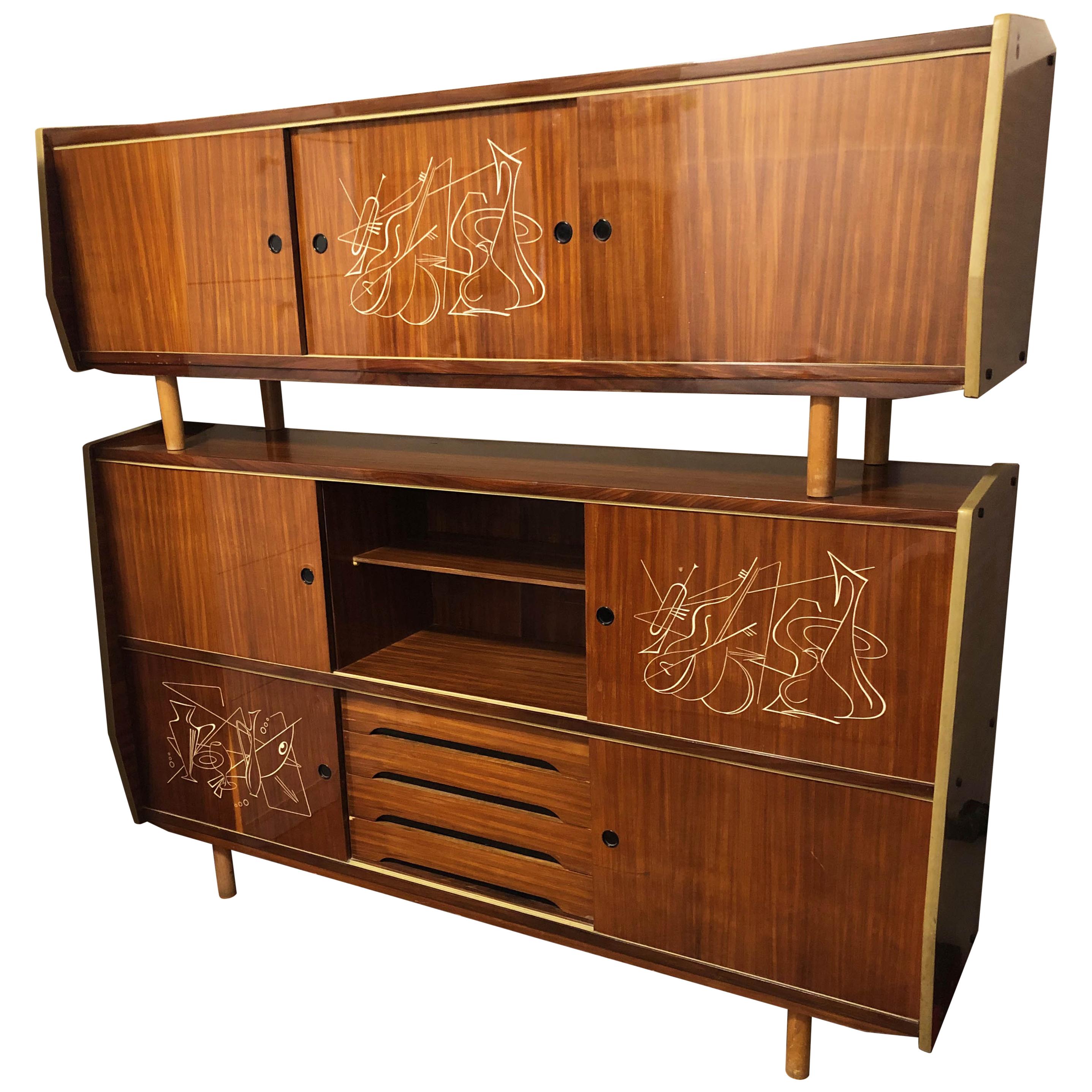 1950's Sideboard Called ''Mettitutto'' from with Sliding Doors Original, Tuscany