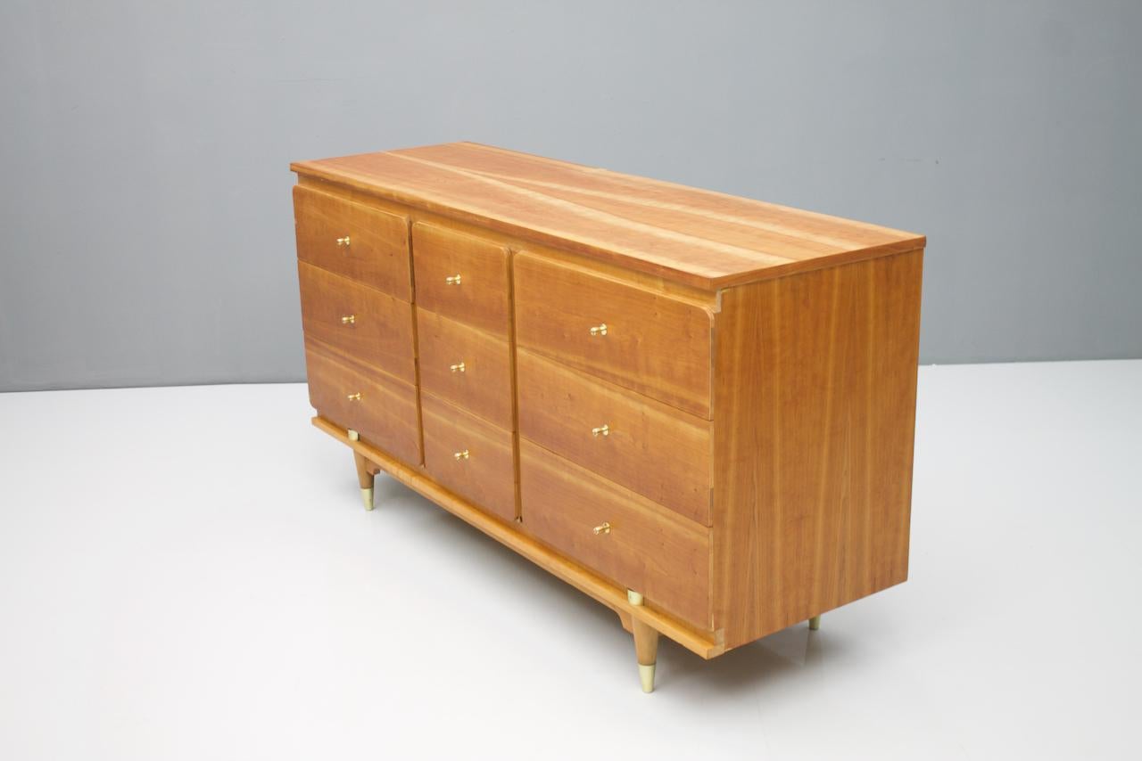 Sideboard Chest of Drawers with Brass Details, 1950s For Sale 4