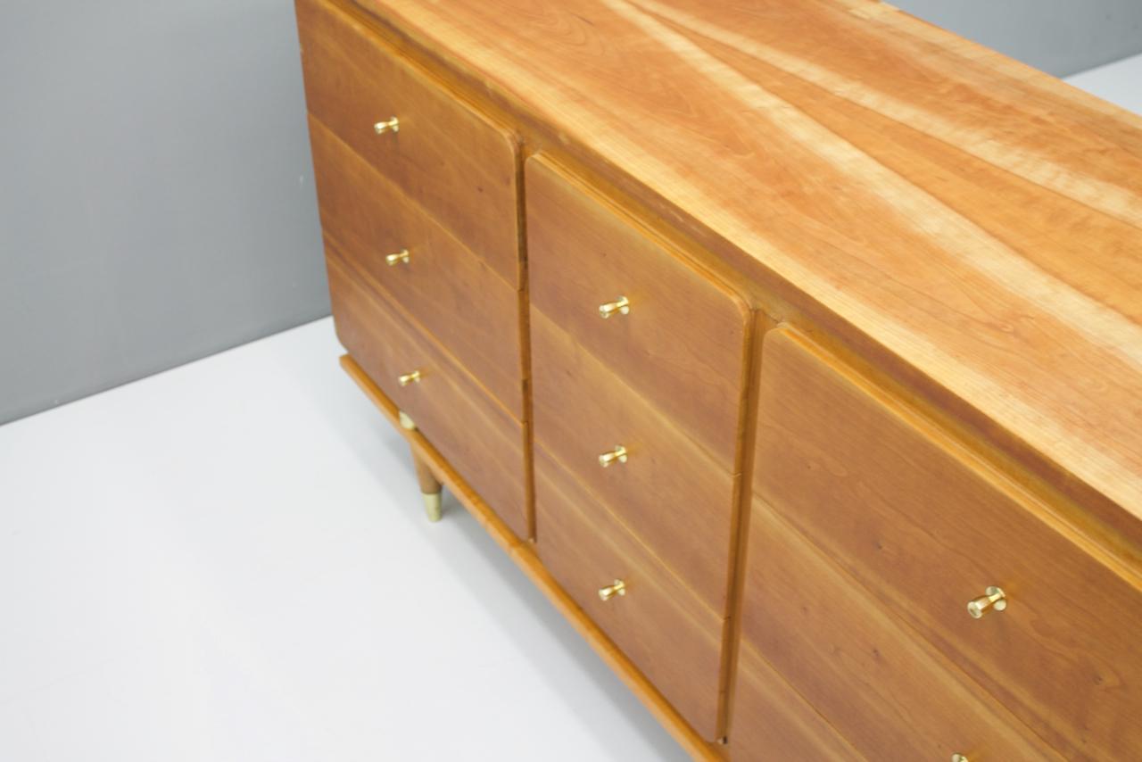 Sideboard Chest of Drawers with Brass Details, 1950s For Sale 5