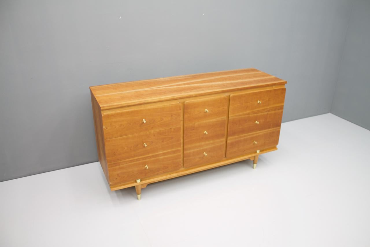 Sideboard Chest of Drawers with Brass Details, 1950s For Sale 6