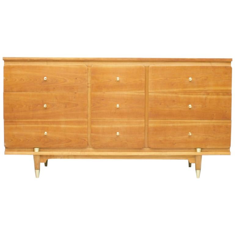 Sideboard Chest of Drawers with Brass Details, 1950s For Sale