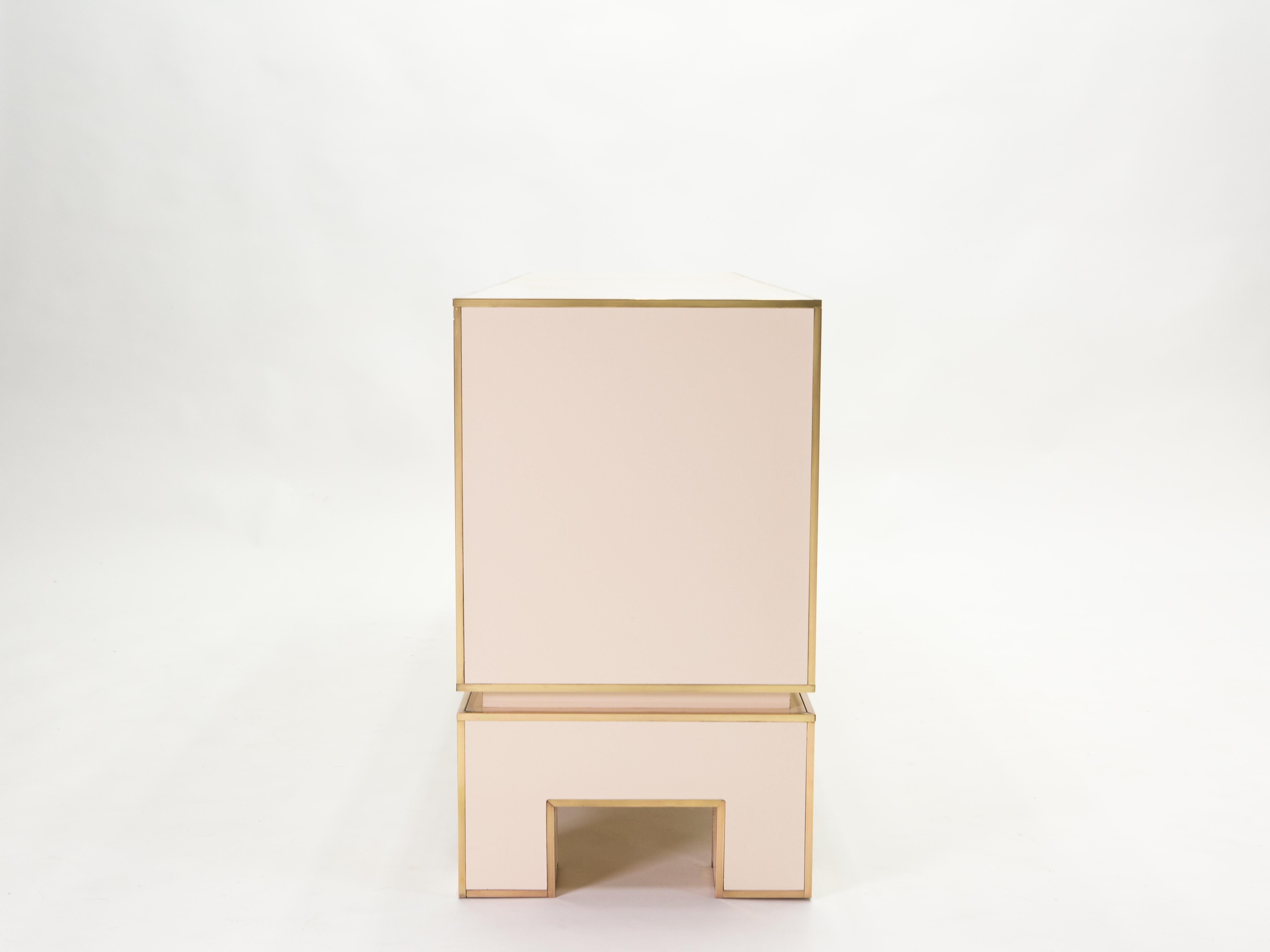 Sideboard Commode Brass White Lacquer by Alain Delon for Maison Jansen, 1975 4