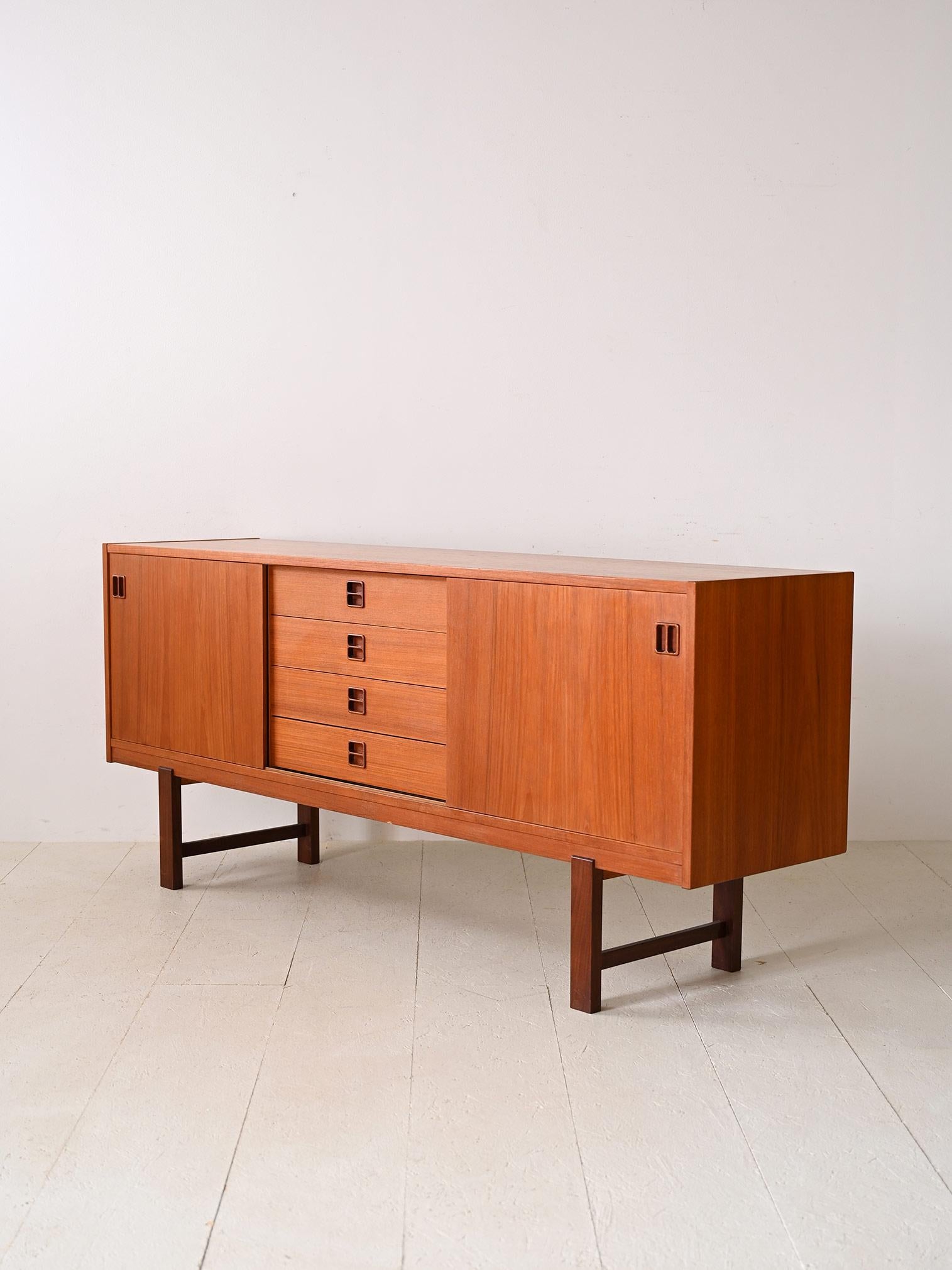 Teak Sideboard with center drawers from the 1960s For Sale