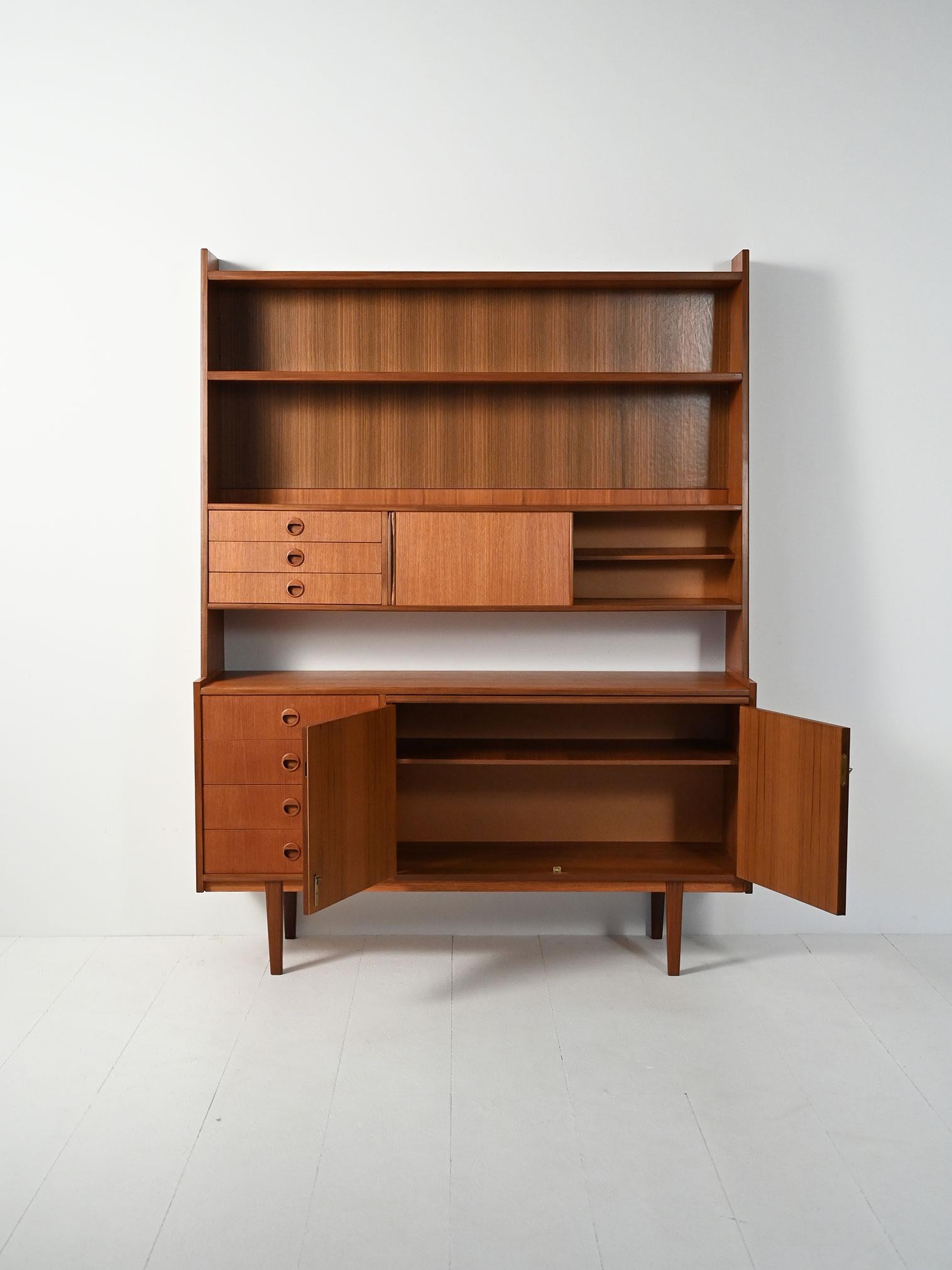 Scandinavian Sideboard con libreria in teak e mogano For Sale