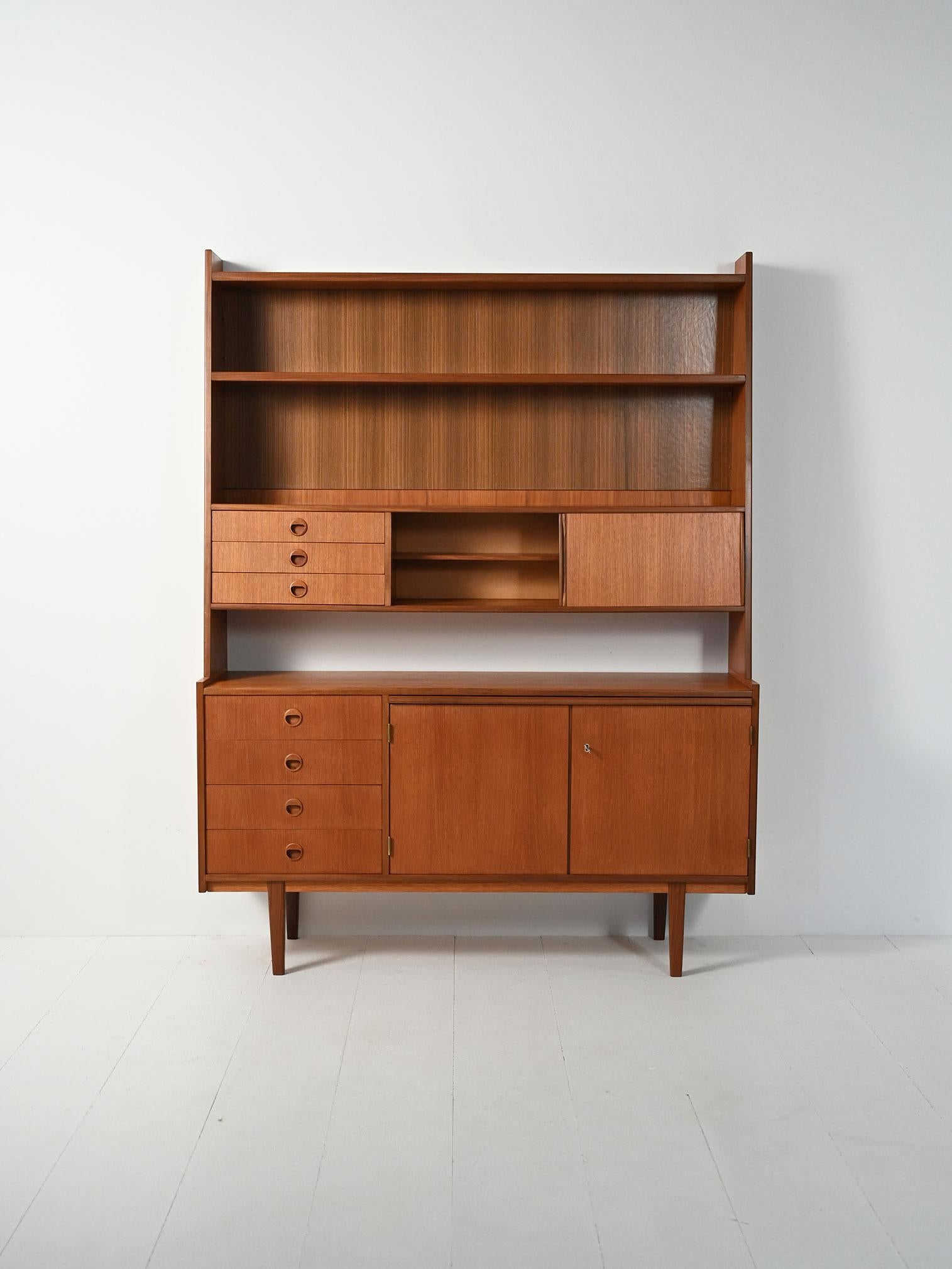 Sideboard con libreria in teak e mogano In Good Condition For Sale In Brescia, IT