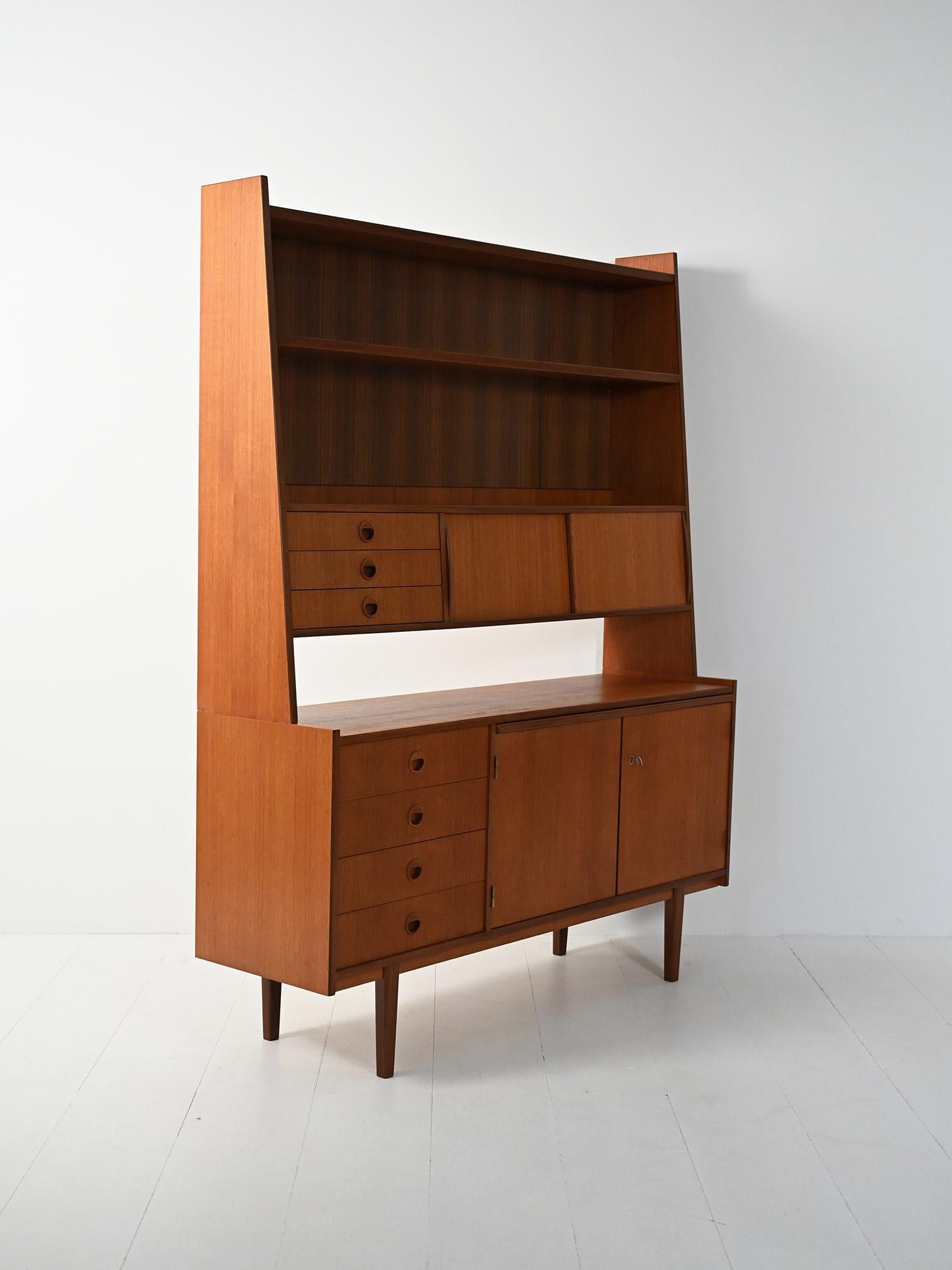 Mid-20th Century Sideboard con libreria in teak e mogano For Sale