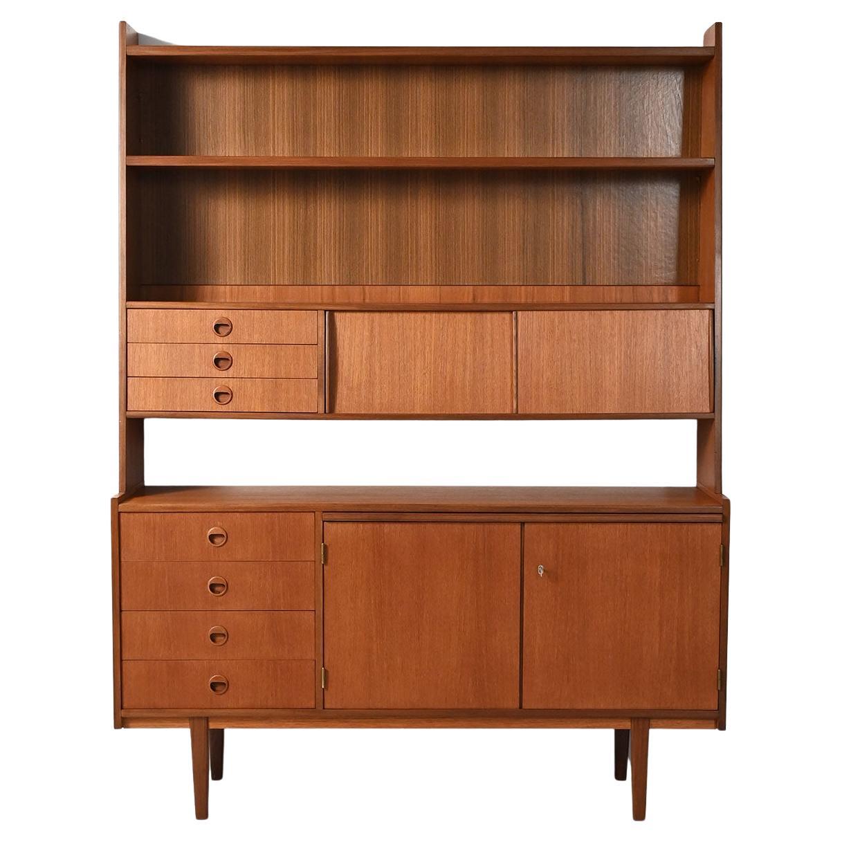 Sideboard con libreria in teak e mogano