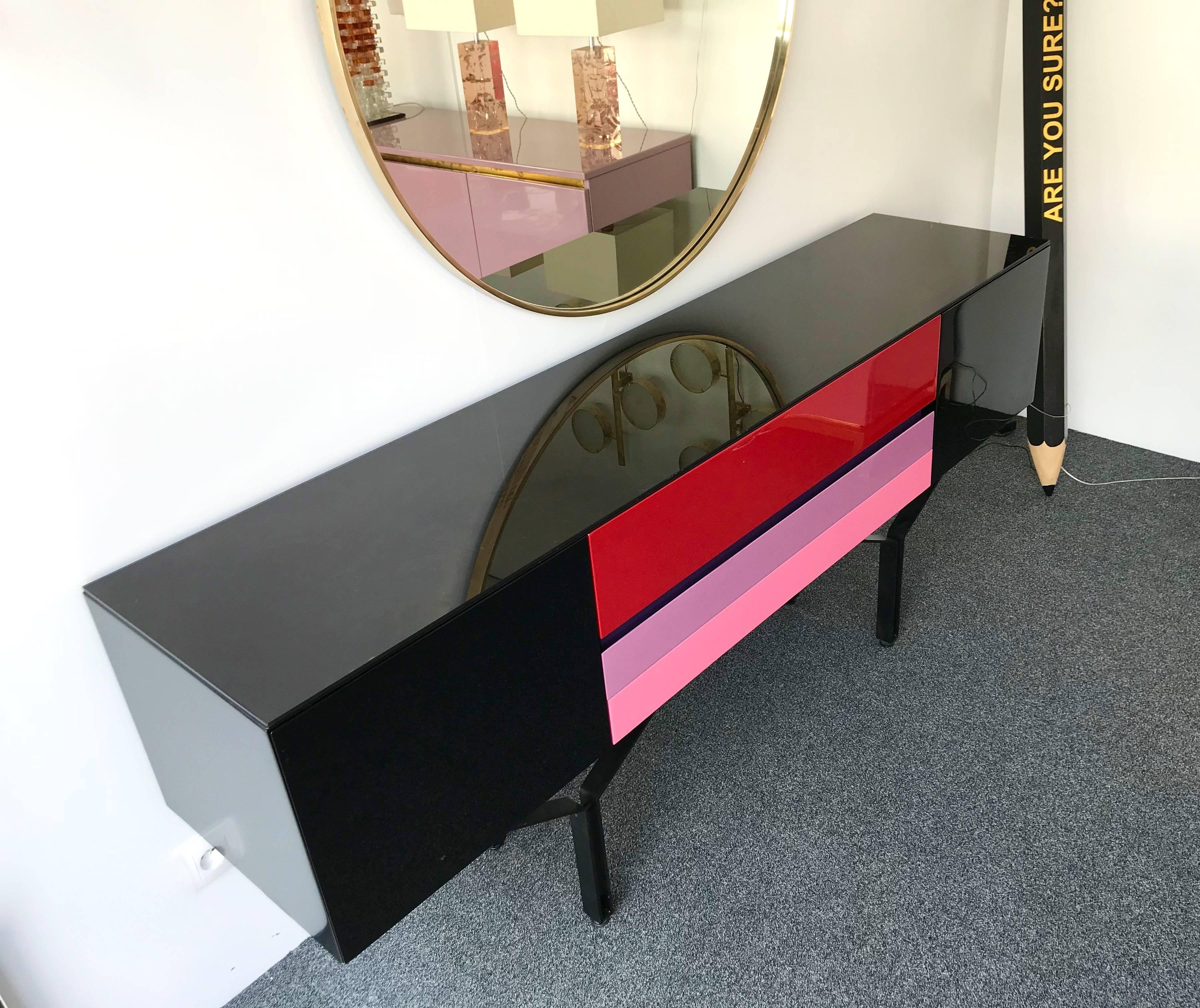 Sideboard Console Lacquered, Italy, 1980s In Good Condition In SAINT-OUEN, FR