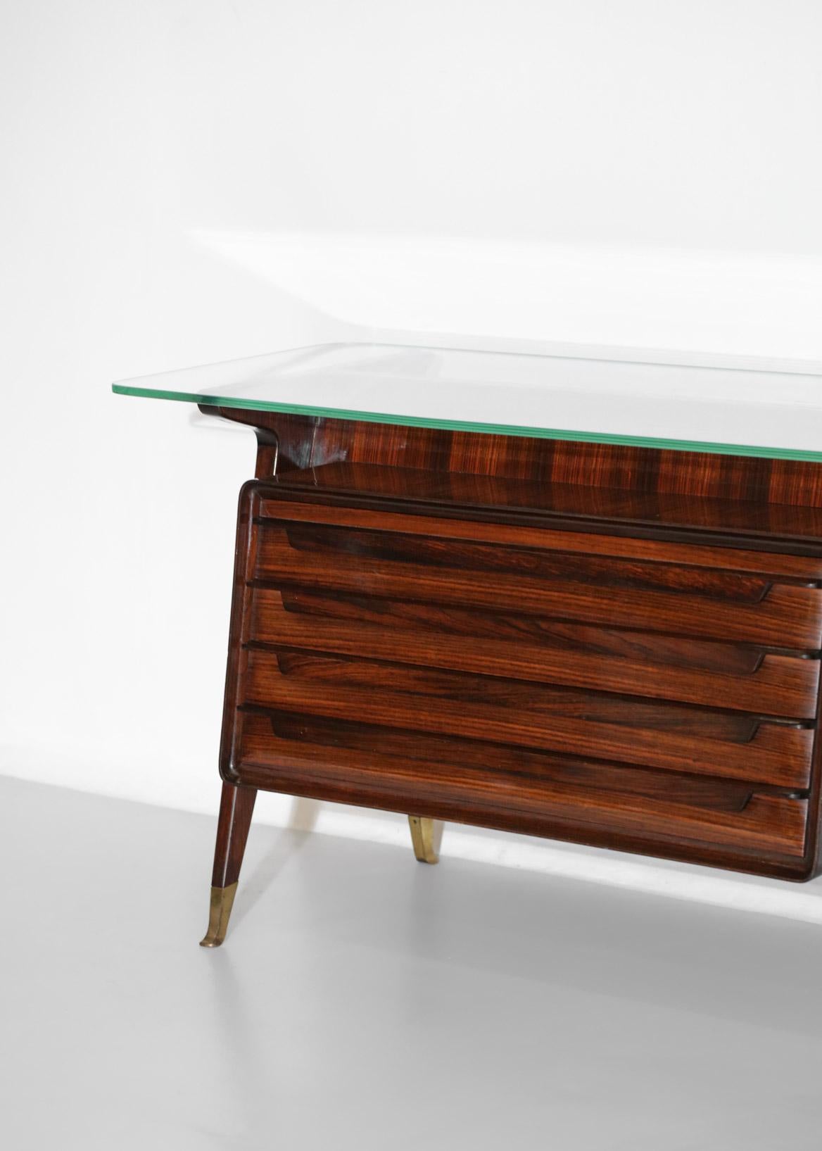 Sideboard Console Vittorio Dassi 60's Italian Design in Solid Wood G180 In Good Condition For Sale In Lyon, FR