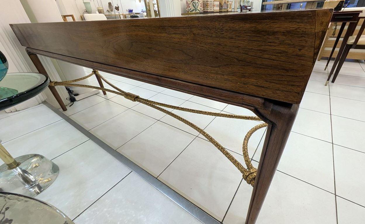 Credenza/console con 3 cassetti, 1940 circa, legno e bronzo in vendita 11