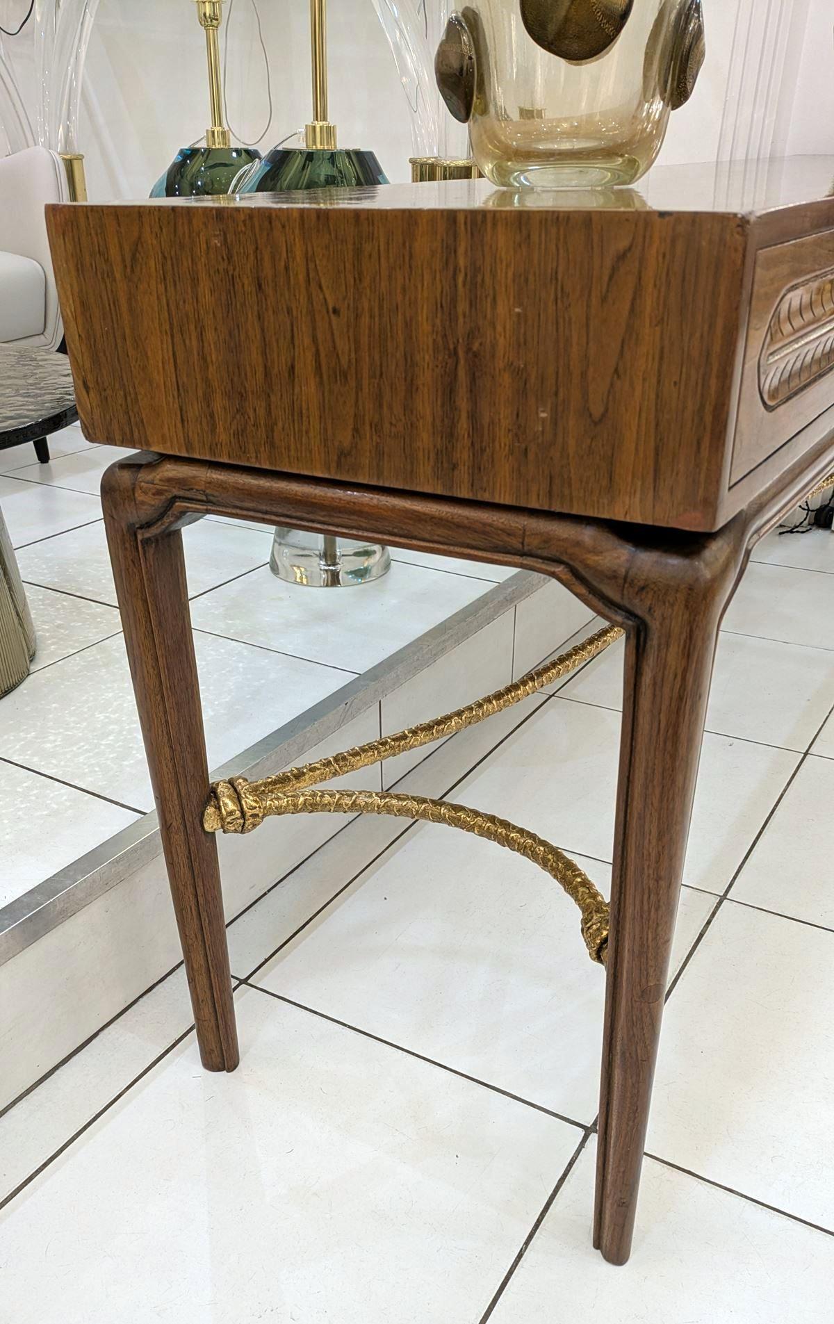 Francese Credenza/console con 3 cassetti, 1940 circa, legno e bronzo in vendita