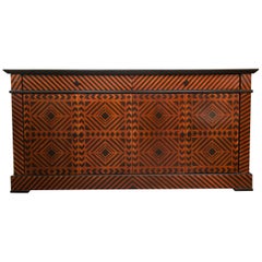 Vintage Sideboard Credenza Decorated in a Geometric Pattern