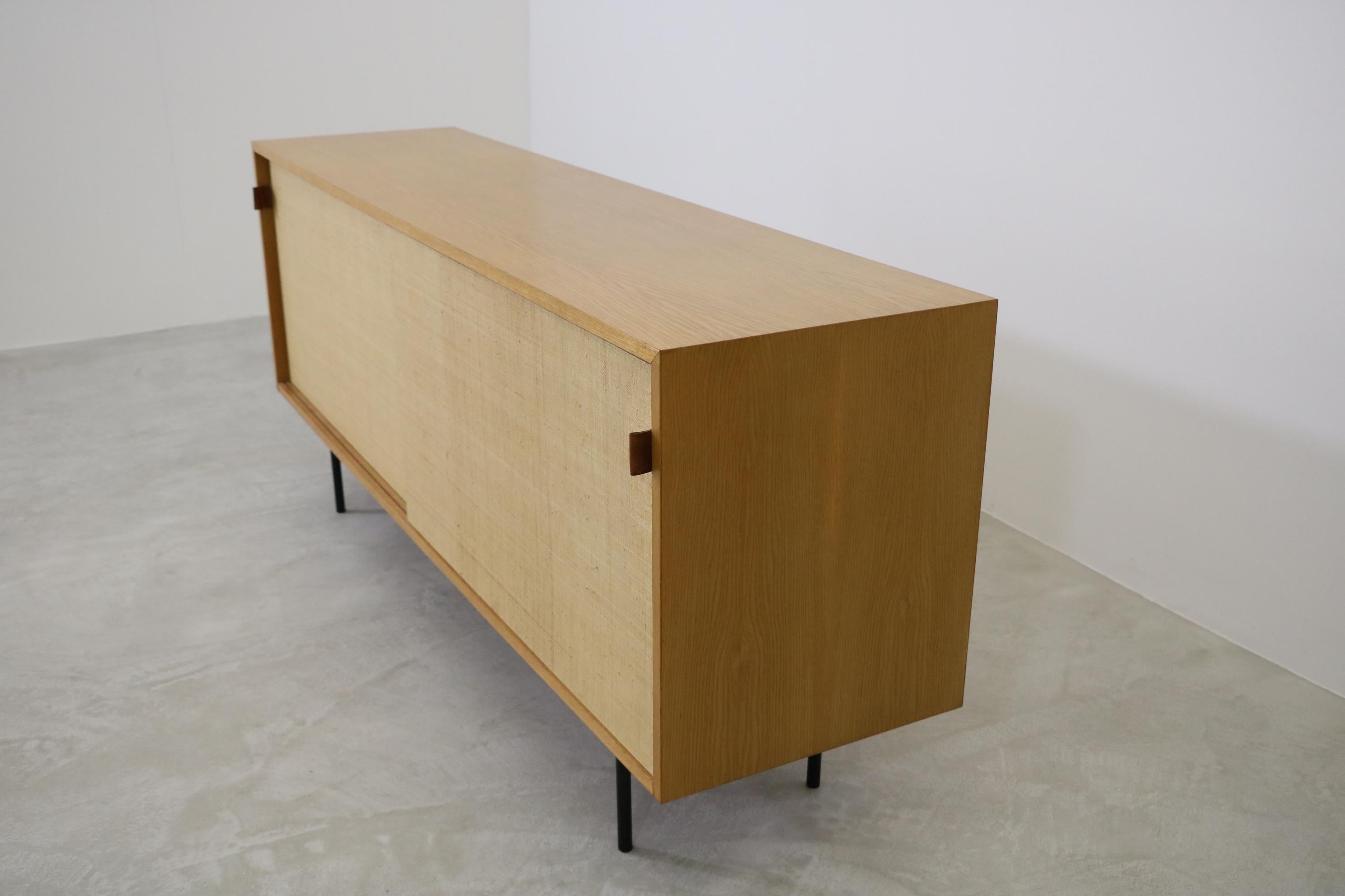 Sideboard Credenza Florence Knoll with Sliding Doors Sea Grass Knoll 1960's For Sale 5