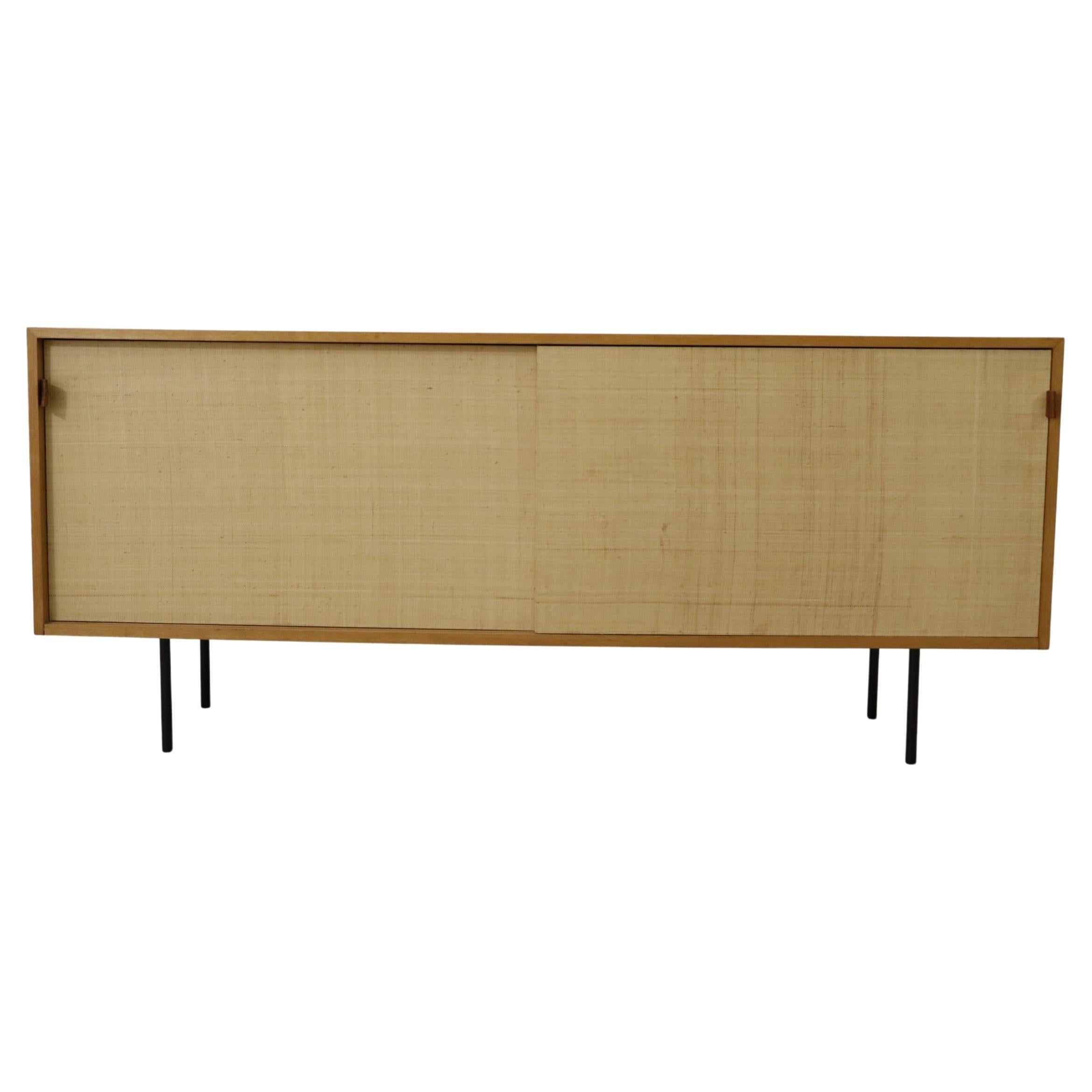 Sideboard Credenza Florence Knoll with Sliding Doors Sea Grass Knoll 1960's For Sale