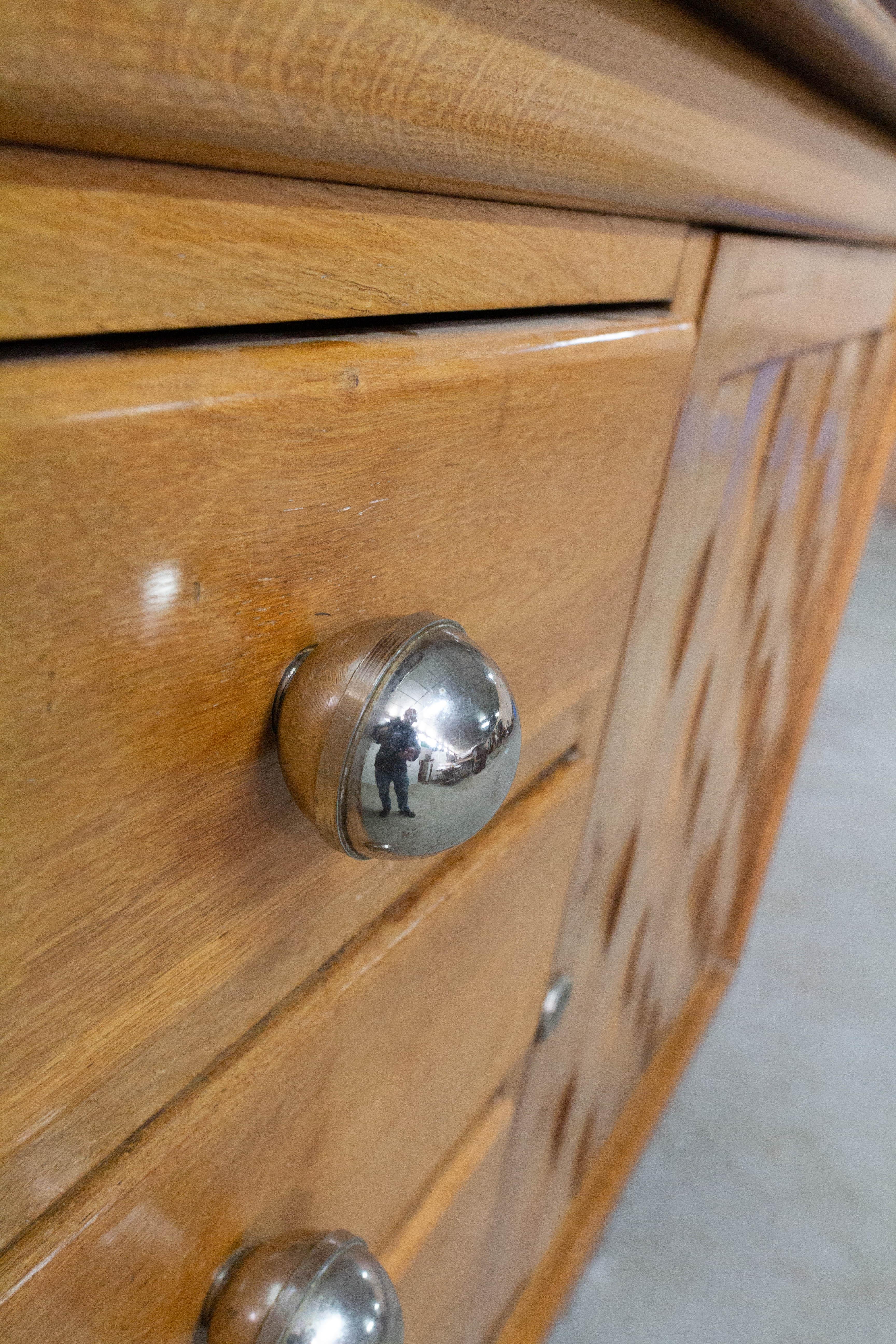 French Enfilade Sideboard Credenza Oak Buffet, circa 1950 1