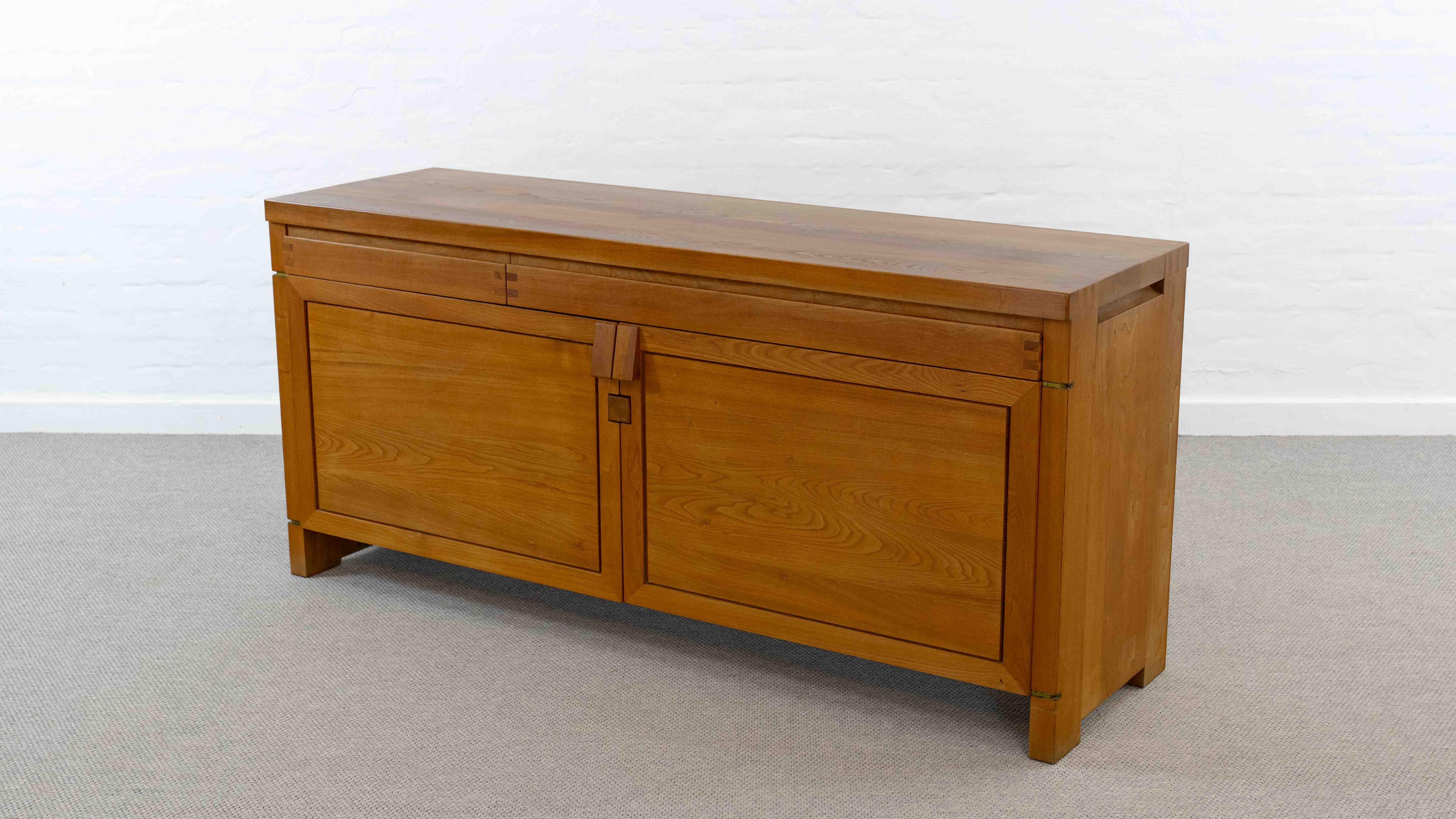 Mid-Century Modern Sideboard / Credenza R08 by Pierre Chapo in Solid Elm For Sale