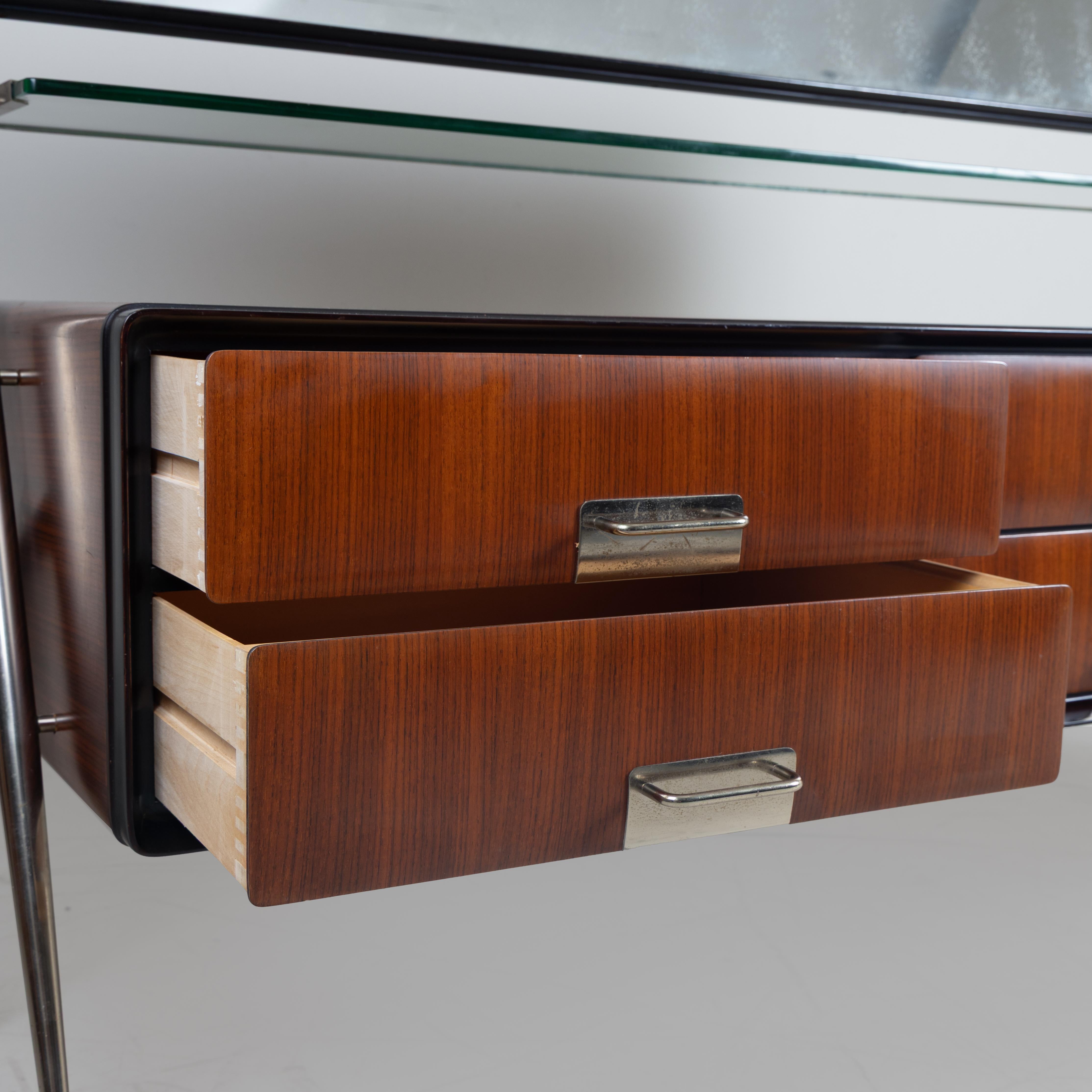 Sideboard Credenza mit Spiegel Silvio Cavatorta, 1950 Holz Glas Mid-century im Angebot 5