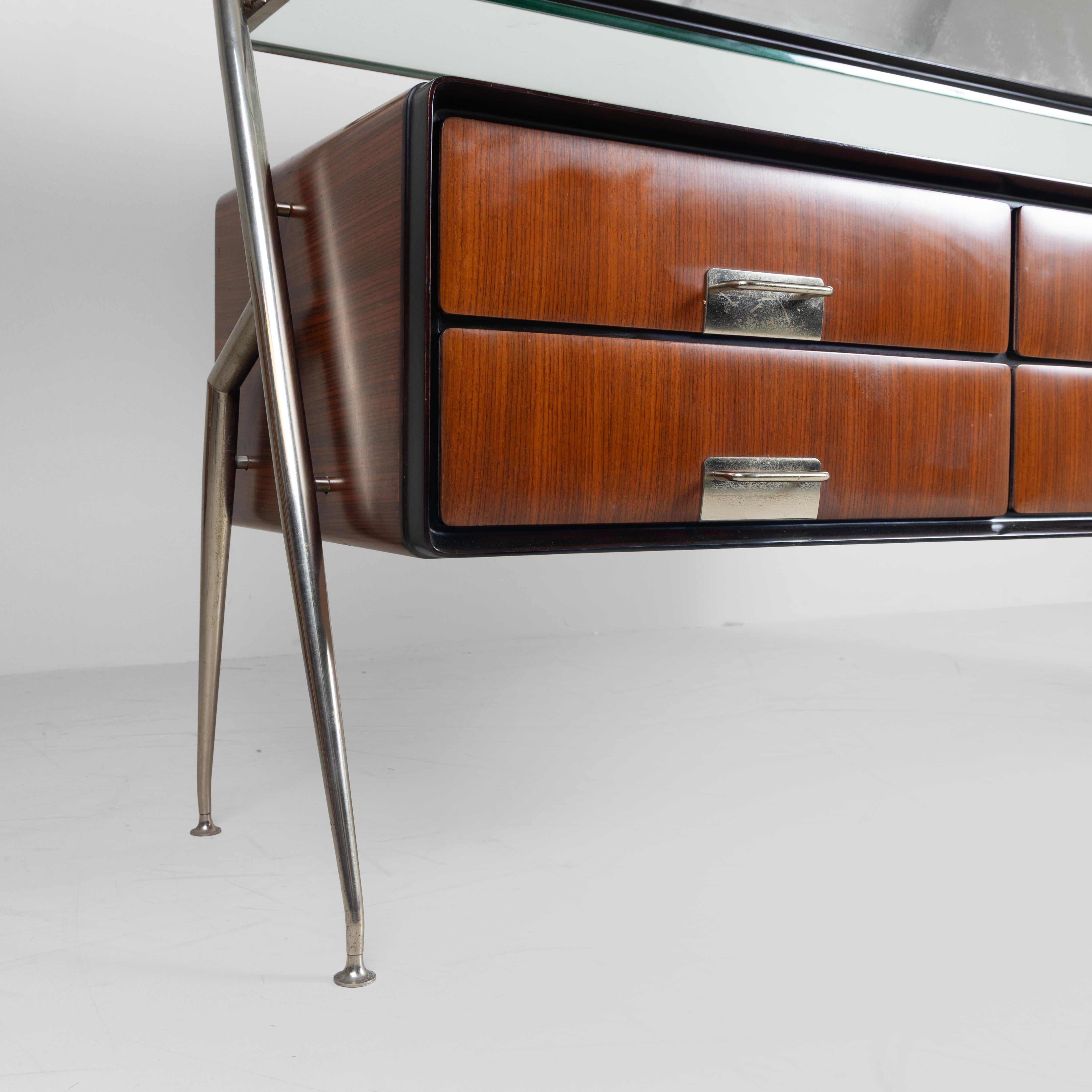 Sideboard Credenza mit Spiegel Silvio Cavatorta, 1950 Holz Glas Mid-century im Angebot 2