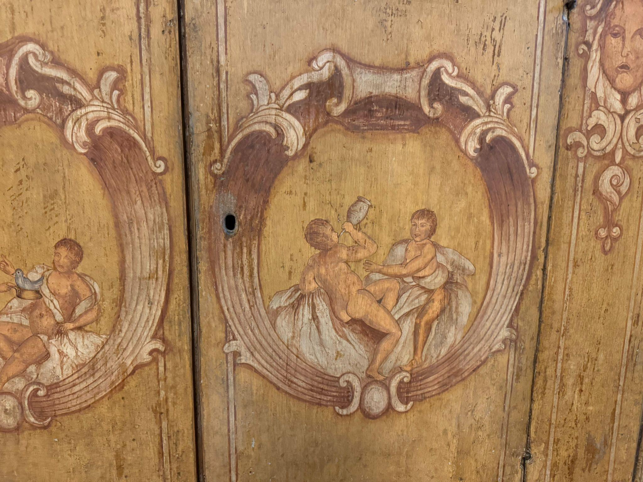 Sideboard credenzas in lacquered wood and painted with figures, Italy For Sale 5
