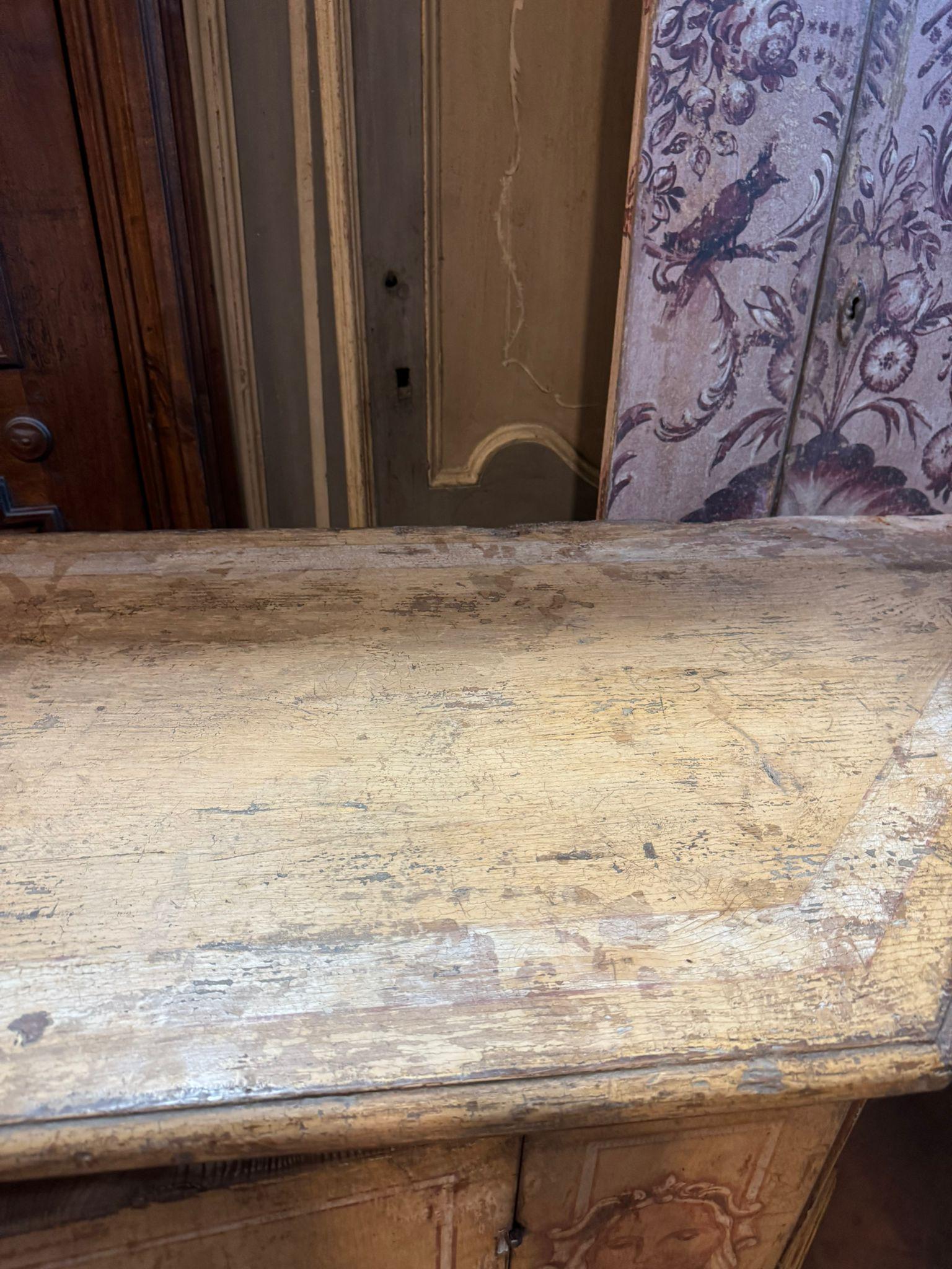 18th Century and Earlier Sideboard credenzas in lacquered wood and painted with figures, Italy For Sale