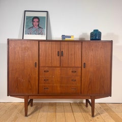 Danish tall teak sideboard Scandinavian Modern, 1960s