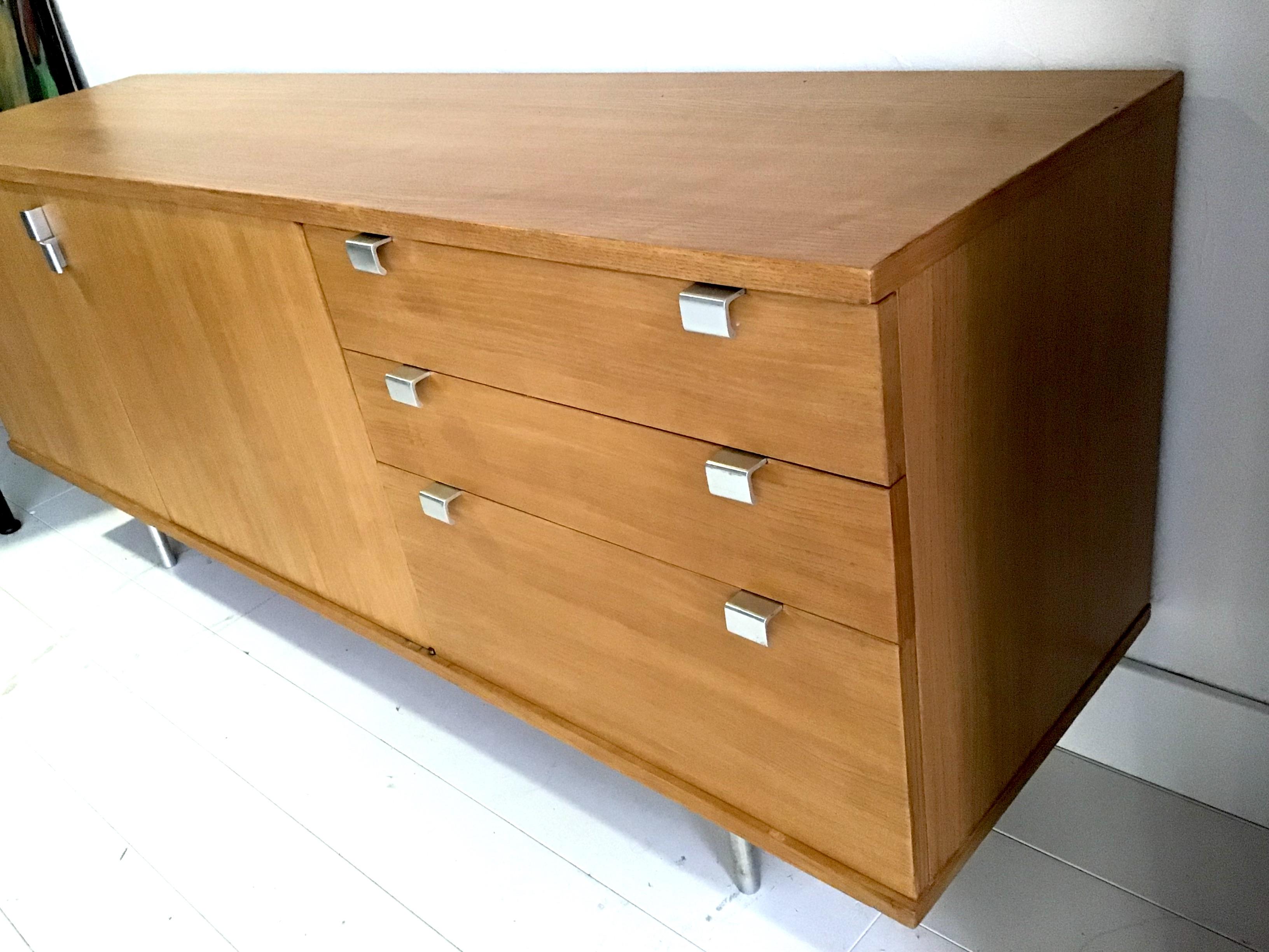 Aluminum Sideboard Design By Alain Richard Circa 1950 produced by Meubles TV For Sale
