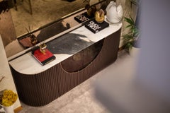 Sideboard contemporary in lacquered wood and marble with detail in gold finish
