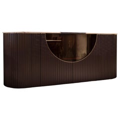 Sideboard contemporary in lacquered wood and marble with detail in gold finish 