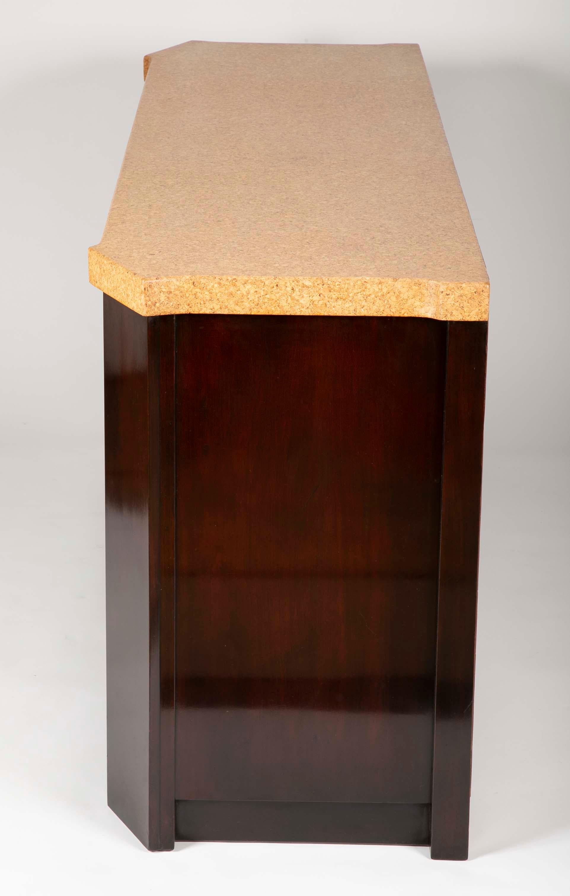 Sideboard Designed by Paul Frankl, Mahogany with Cork Top 4