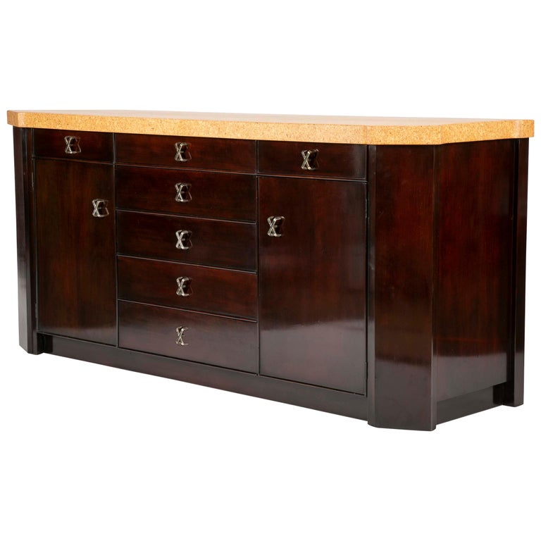 Sideboard Designed By Paul Frankl Mahogany With Cork Top For Sale