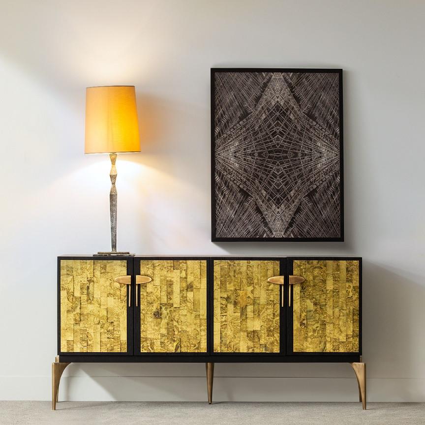 Sideboard Featuring Layered Brass Door Facades For Sale 1