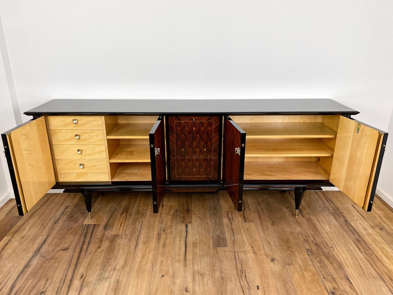 Inlay Sideboard from the 50s in Art Deco Style with Macassar Veneer, Mid Century
